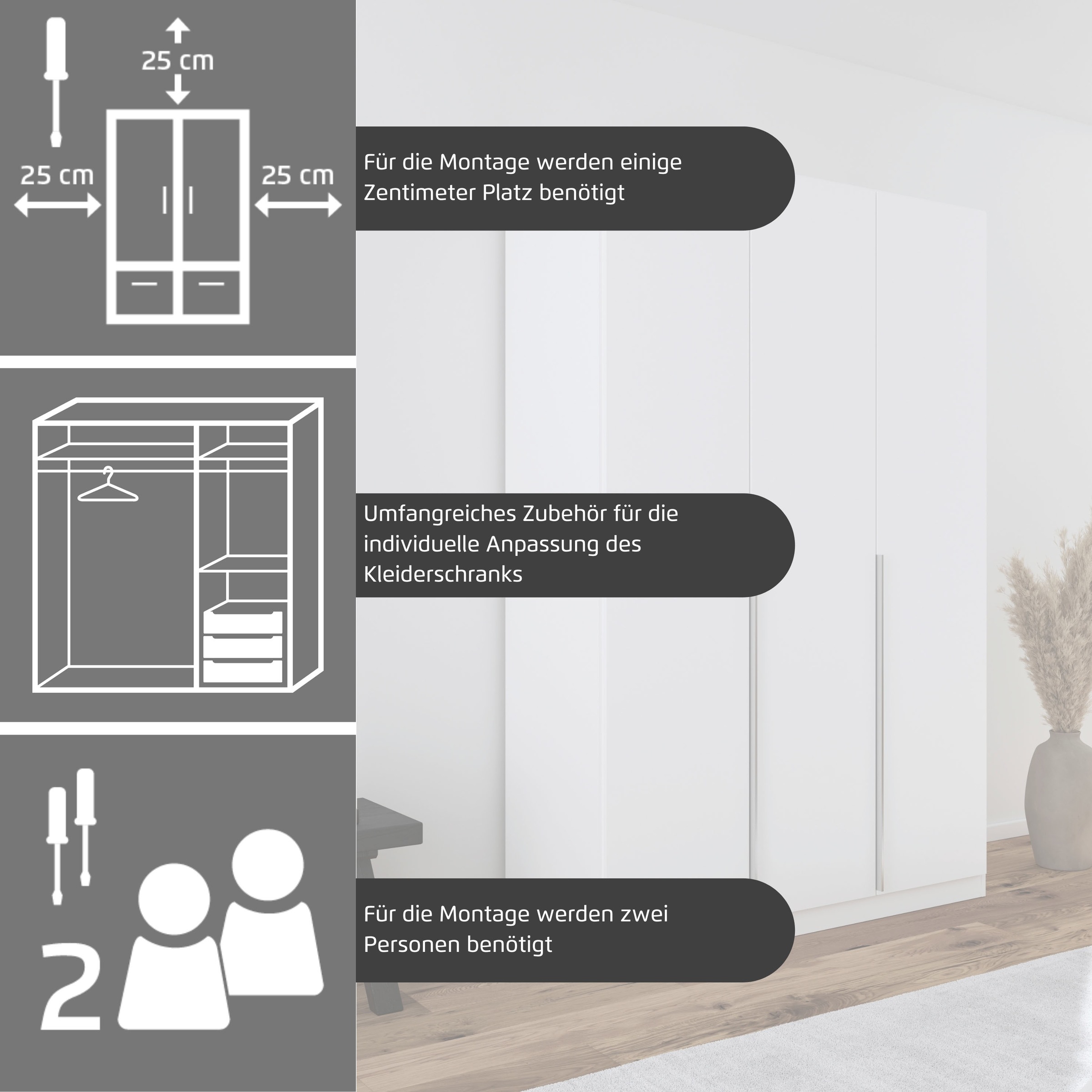 rauch Drehtürenschrank »Kleiderschrank Kleiderschränke Schrank Garderobe AGORDO mit Glasfront«, (in zwei Griff-Farben, Breiten 91-360 cm), durchdachte Innenausstattung, in 7 Breiten und 2 Höhen MADE IN GERMANY