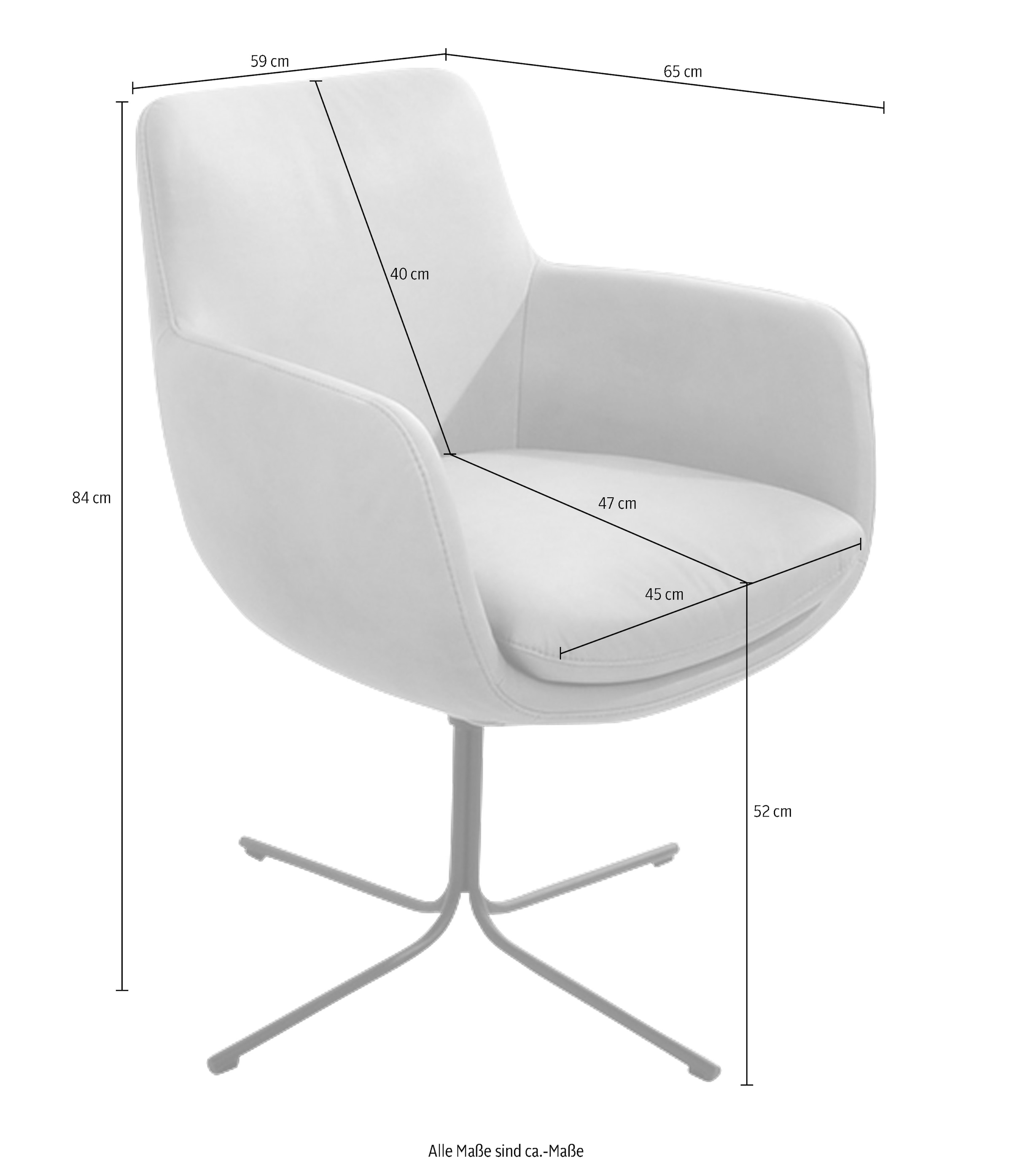 K+W Komfort & Wohnen Drehstuhl, Microfaser 925, Drehsessel mit filigranem 4-Fuß-Gestell in schwarz