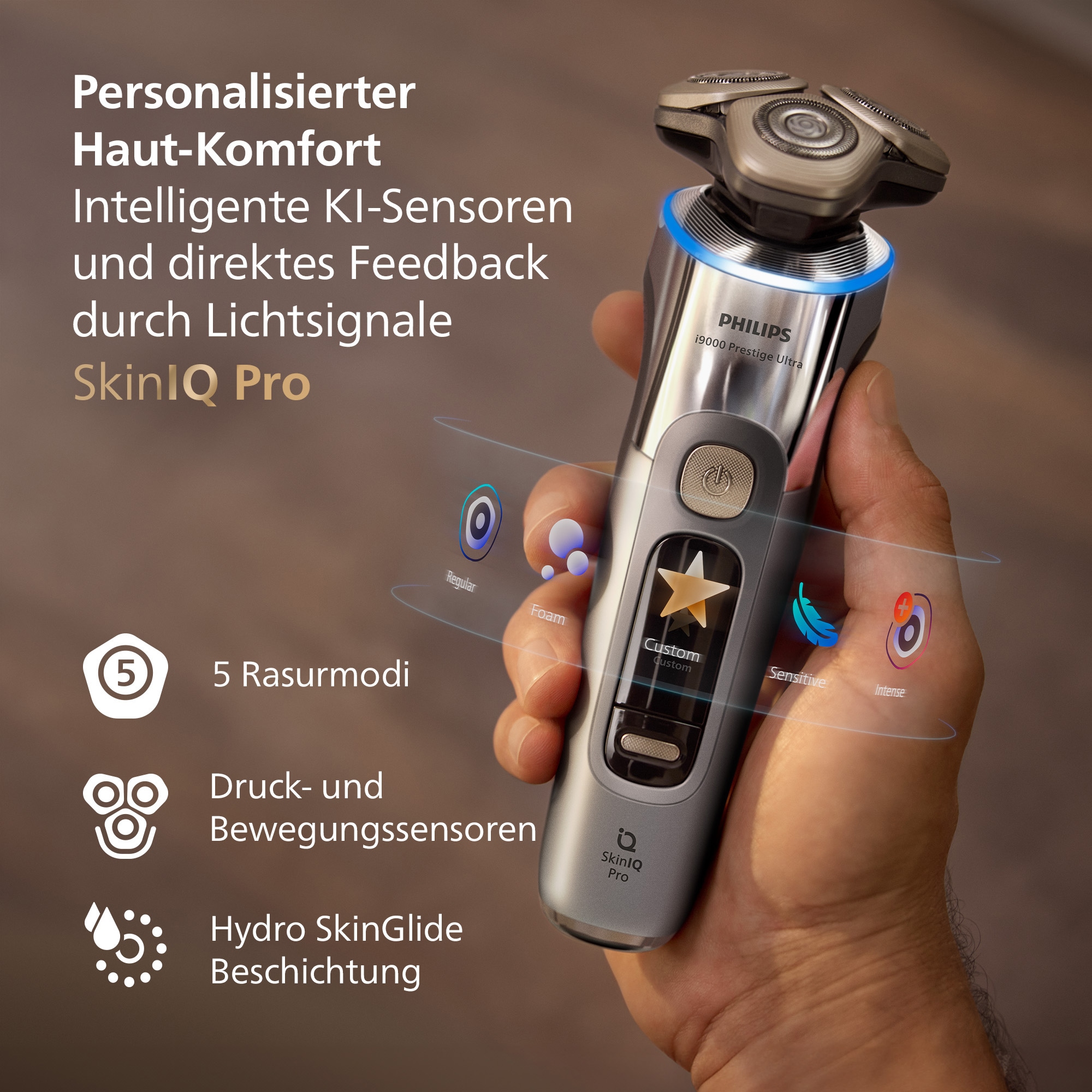 Philips Elektrorasierer »Series i9000 Prestige Ultra XP9404/46«, 1 St. Aufsätze, mit SkinIQ Technologie, inkl. UV-Ladecase, 1 Kartusche