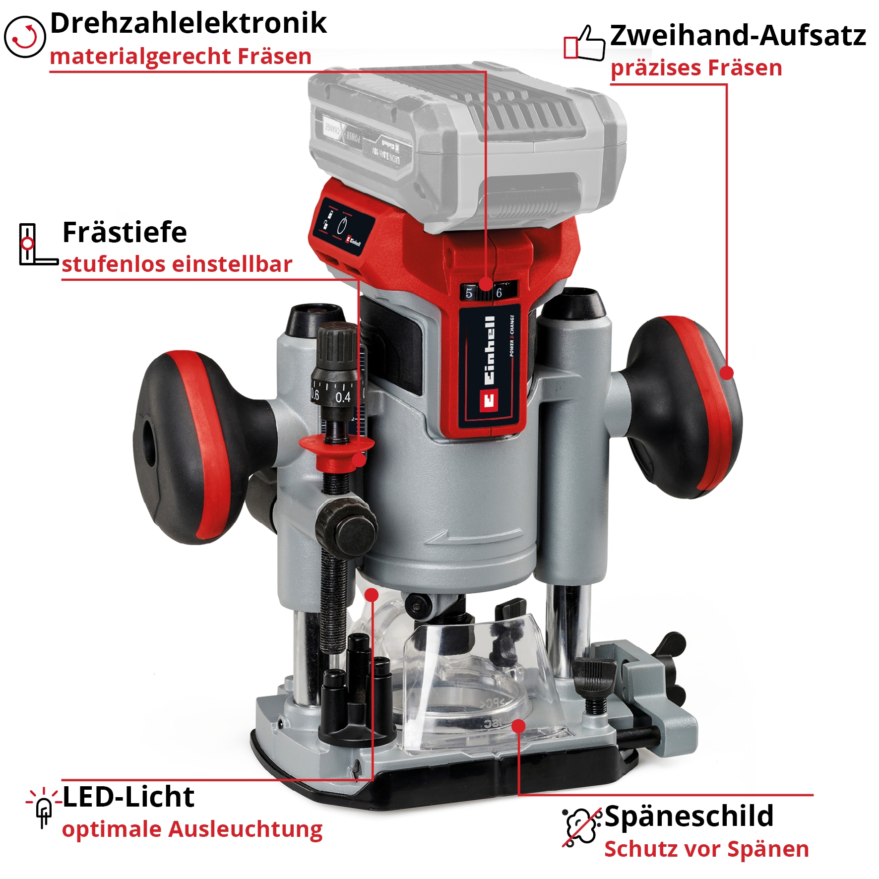 Einhell Akku-Fräse »TP-RO 18 Set Li BL - Solo«, (16 tlg.)