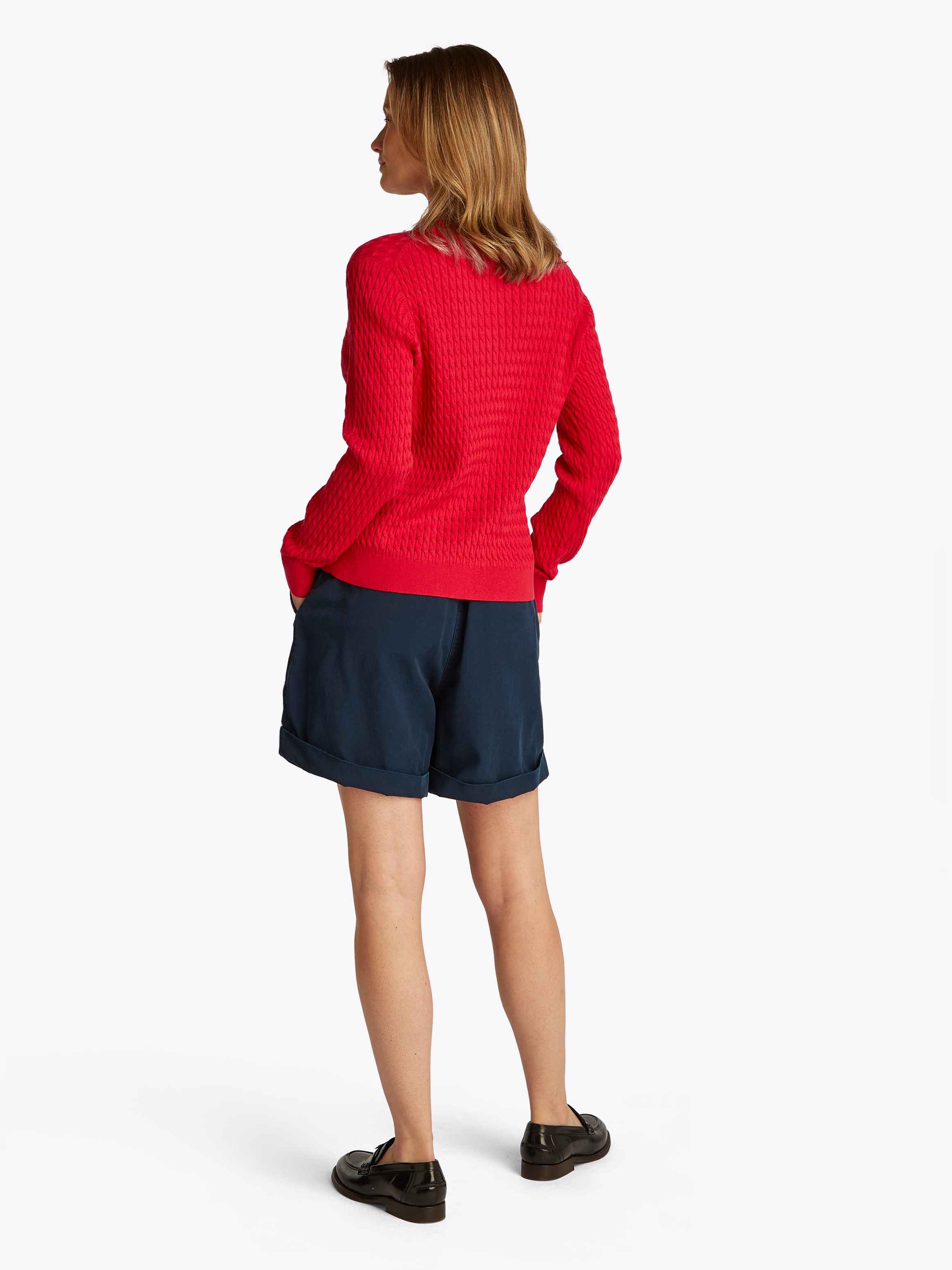 Tommy Hilfiger Rundhalspullover »CO CABLE C-NK LS SWEATER«, mit Zopfmuster