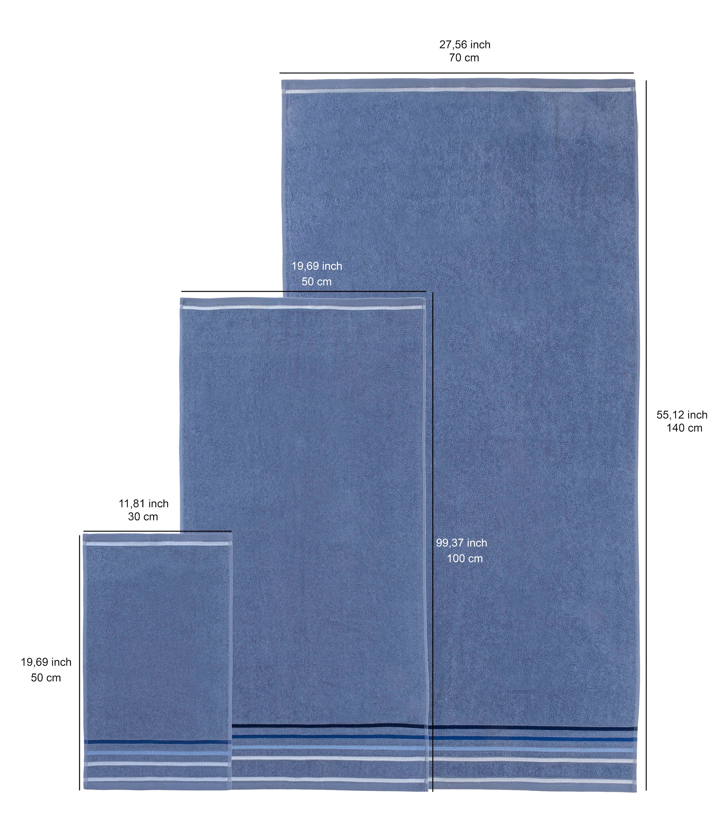 my home Handtuch Set »Niki, Duschtuch, Handtücher und Gästetücher« Set Walkfrottee Handtücher mit mehrfarbiger Streifenbordüre, weich, aus 100% Baumwolle