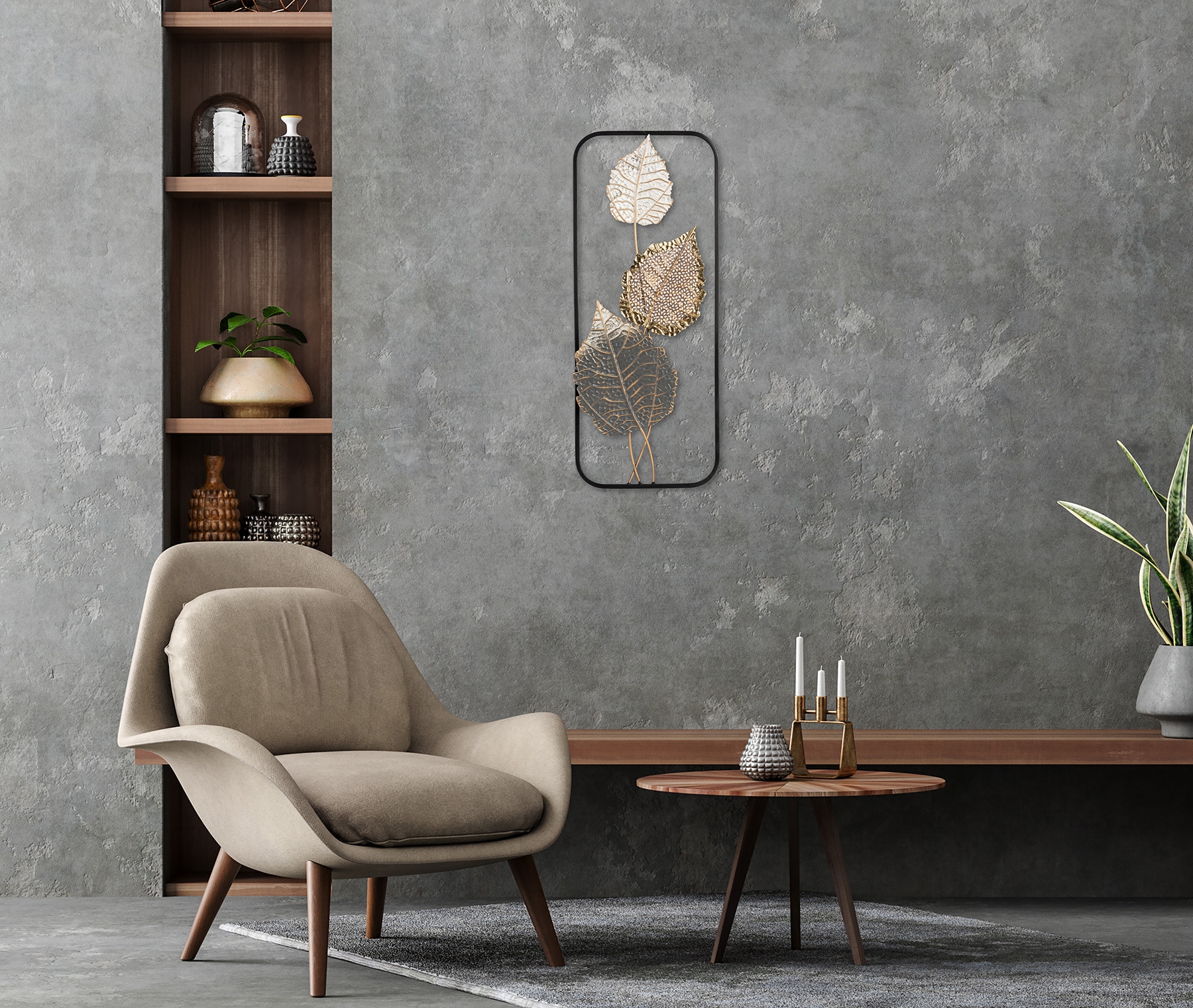 Bönninghoff Metallbild »BLÄTTER 25x61 cm – Deko modern«