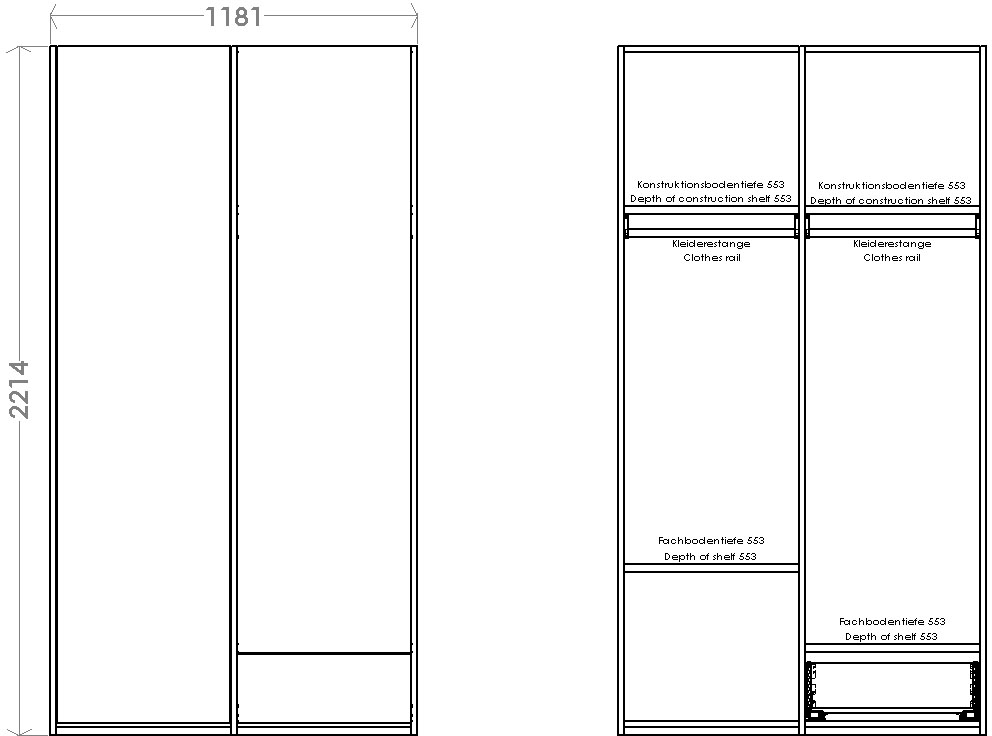 Müller SMALL LIVING Kleiderschrank »Modular Plus Variante 2«, Inklusive 1 kleiner Schublade unten rechts