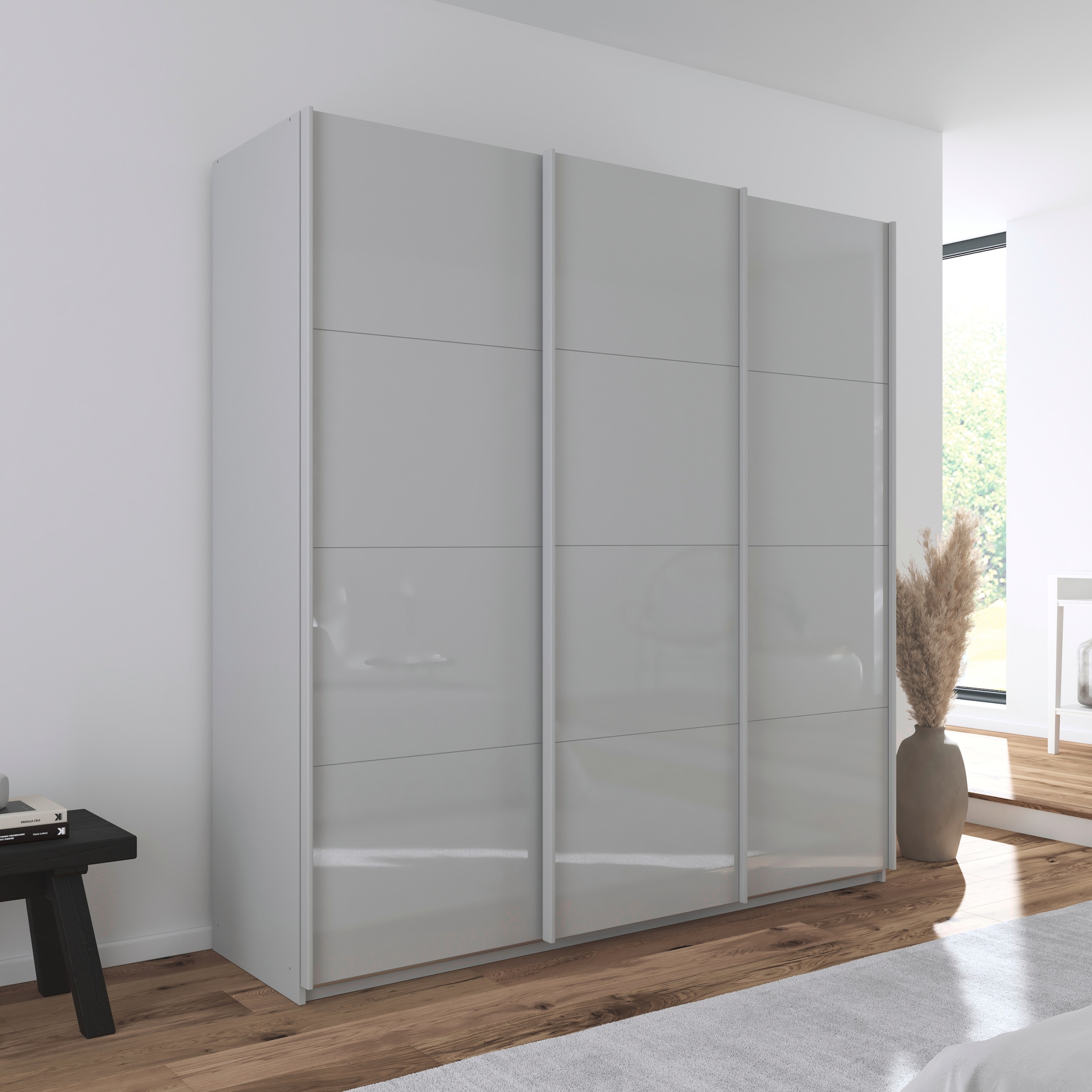 OTTO home Schwebetürenschrank »Kleiderschrank Schrank Garderobe AGORDO mit Glasfront« Breiten 203/271/315/360 cm, Höhen 210/229 cm,  durchdachte Innenausstattung, in 4 Breiten und 2 Höhen MADE IN GERMANY
