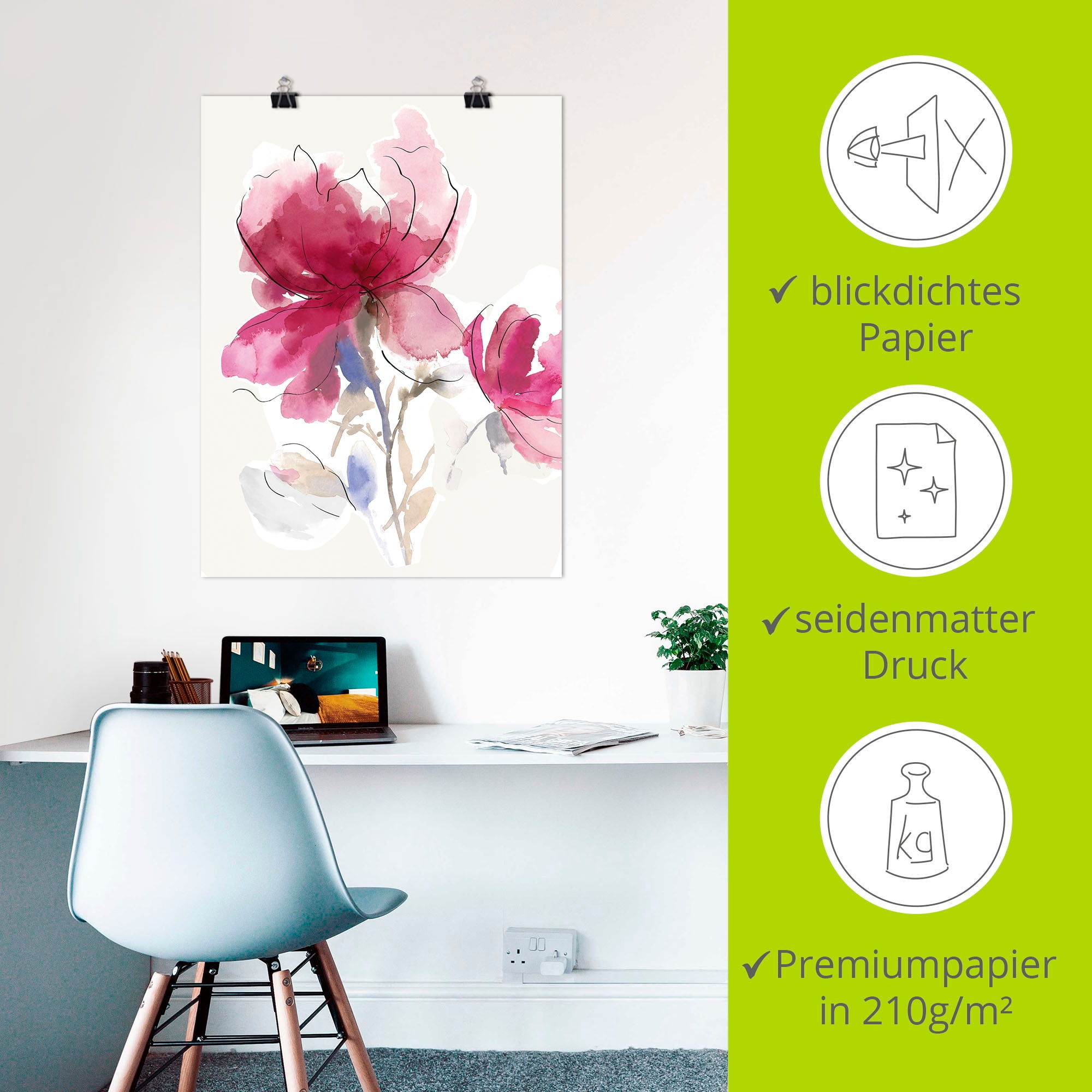 Artland Wandbild »Rosige Blüte I.« Blumenbilder 1 Stk. tlg. als Alubild, Leinwandbild, Poster in verschied. Größen