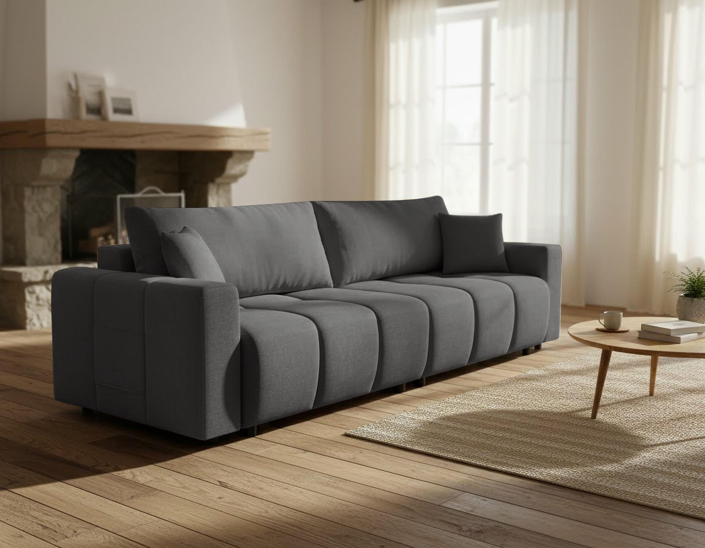 OTTO home Schlafsofa »YLVAA 3-Sitzer, 239cm/Schlafsofa (132/198)-OTTO. Verlässliche Qualität« Tonnentaschen-Federkern, Bettkasten, Feinstruktur weich