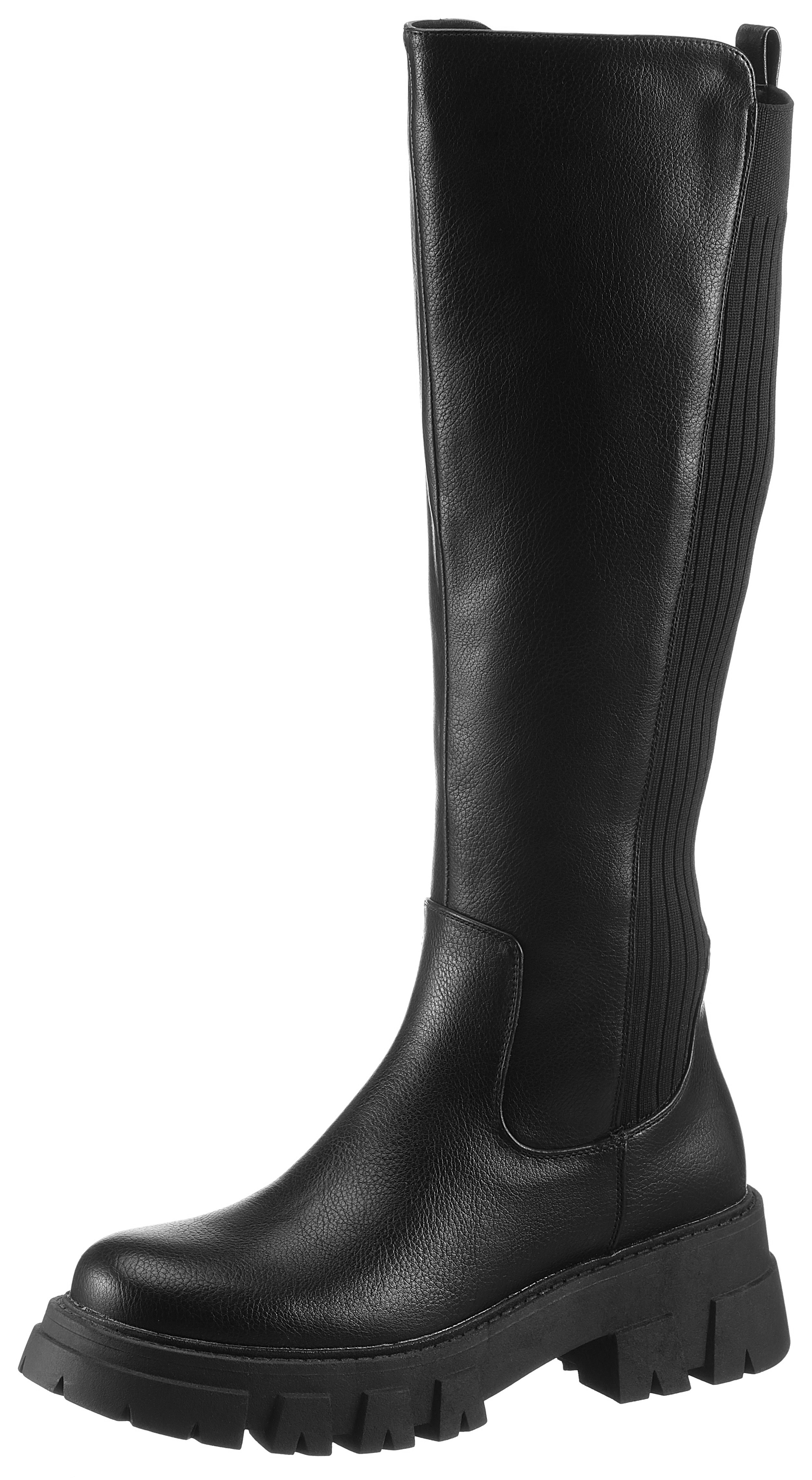 Stiefel, mit Stretcheinsatz in Strick-Optik