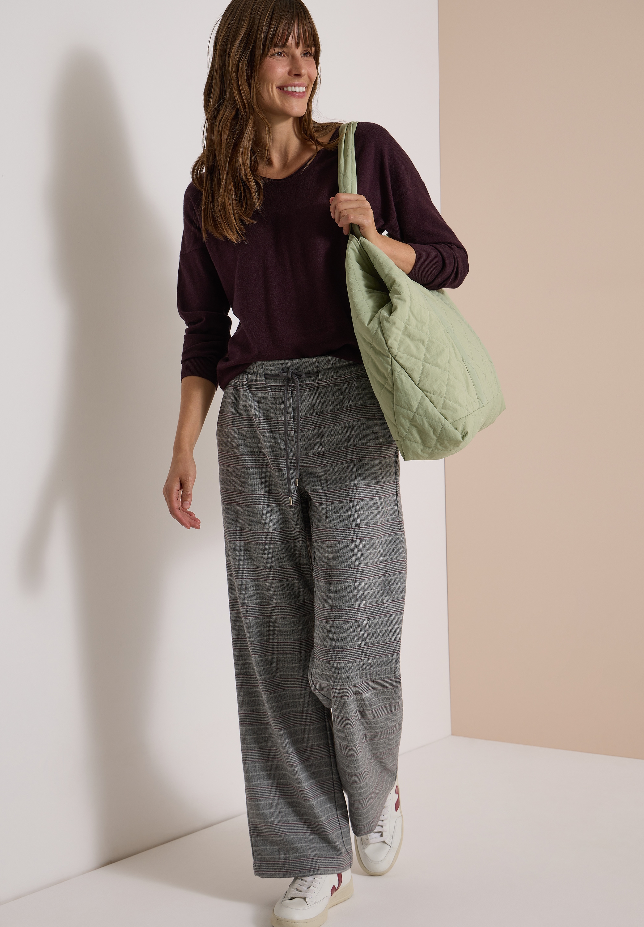 Cecil Stoffhose »Style Neele«  im Loose Fit / kariert / Weites Bein / Elastischer Bund