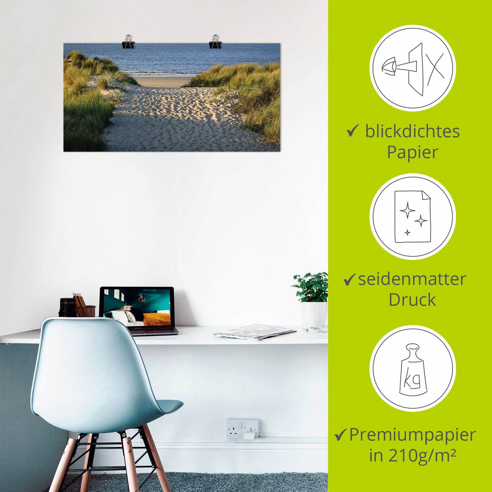 Artland Wandbild »Strandaufgang«, Strand, (1 St.), als Alubild, Outdoorbild, Leinwandbild, Poster, Wandaufkleber