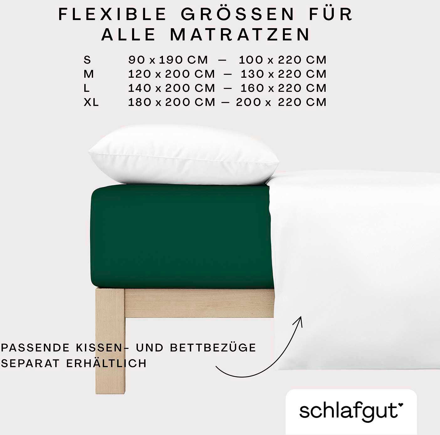 Schlafgut Spannbettlaken »PURE Bio-Baumwolle mit Elasthan, dehnbar blickdicht, straff, Bettlaken«, PREMIUM Laken für Matratzen bis 30cm Höhe, in 90x200, 140x200, 180x200