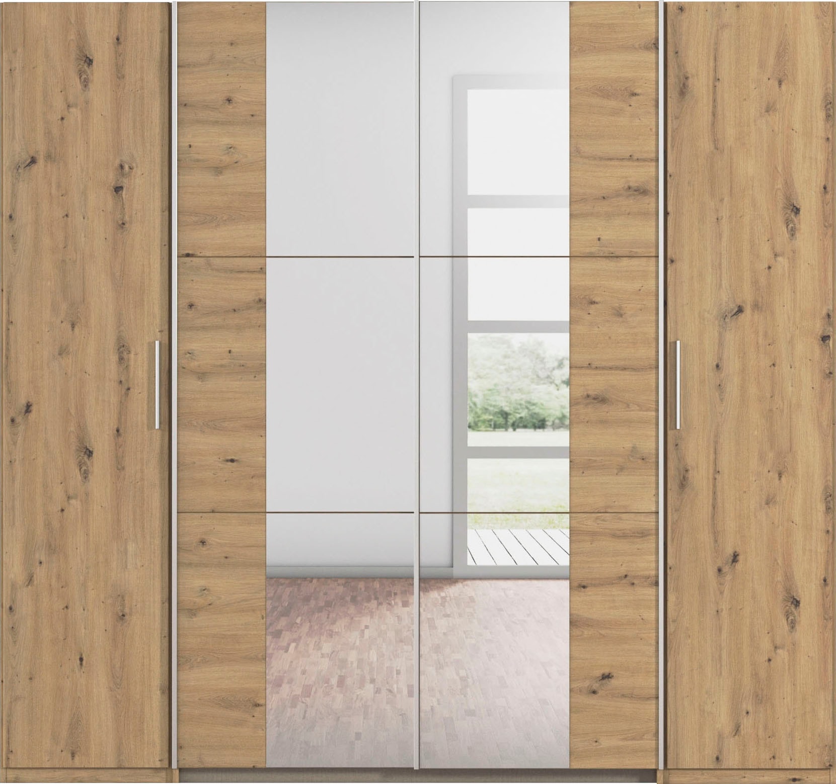 rauch Schwebetürenschrank »Kleiderschrank Drehtürenschrank Schrank Garderobe KRONACH TOPSELLER« mit Dreh- und Schwebetüren und Spiegel, viele Böden MADE IN GERMANY