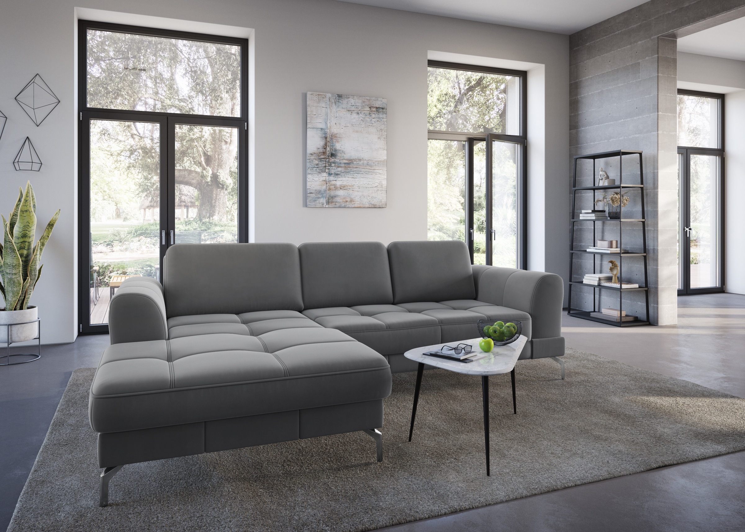 sit&more Ecksofa »Bendigo L-Form«, inklusive Sitztiefenverstellung, Bodenfreiheit 15 cm, 2 Fußfarben