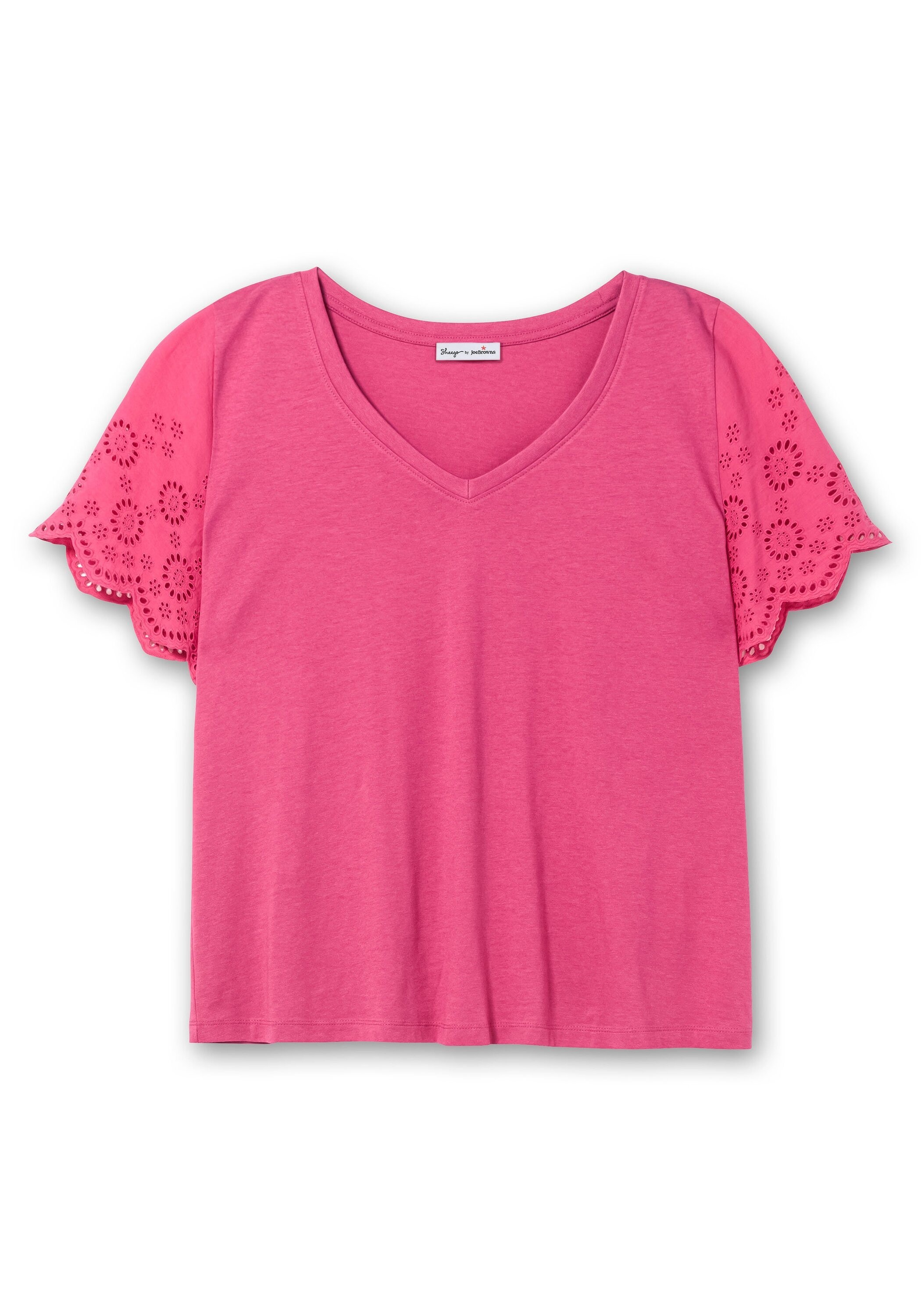 Sheego T-Shirt »Shirt mit Lochstickerei-Ärmeln«