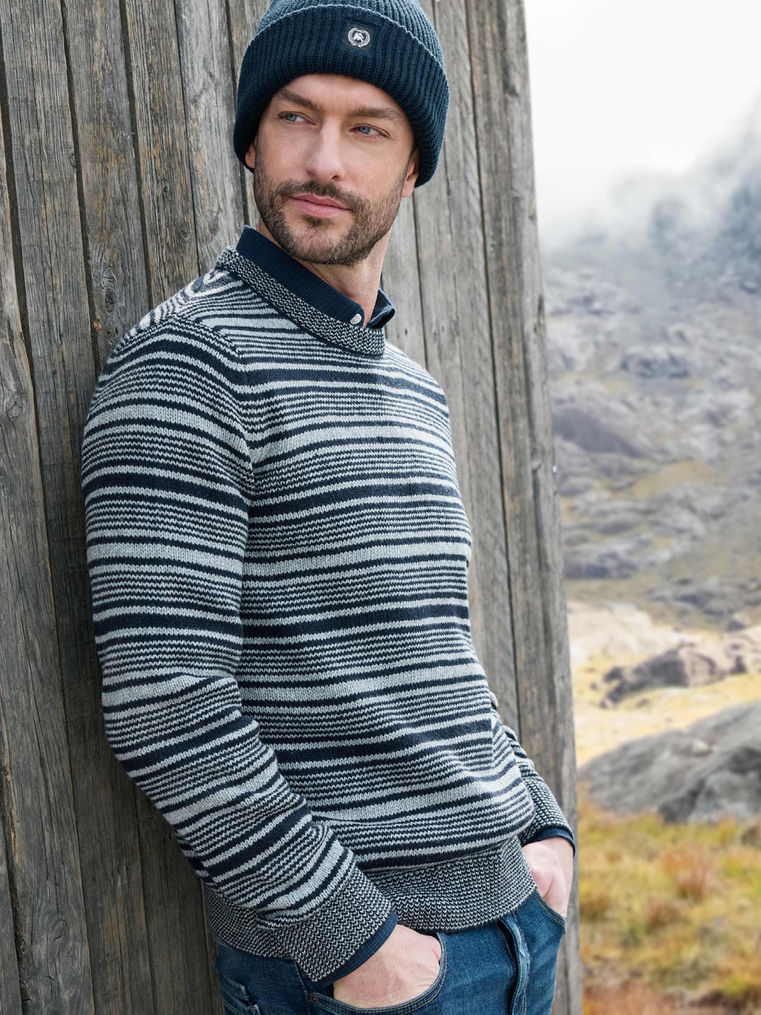 LERROS Strickpullover »Herren Crewneck-Stricker, gestreift«