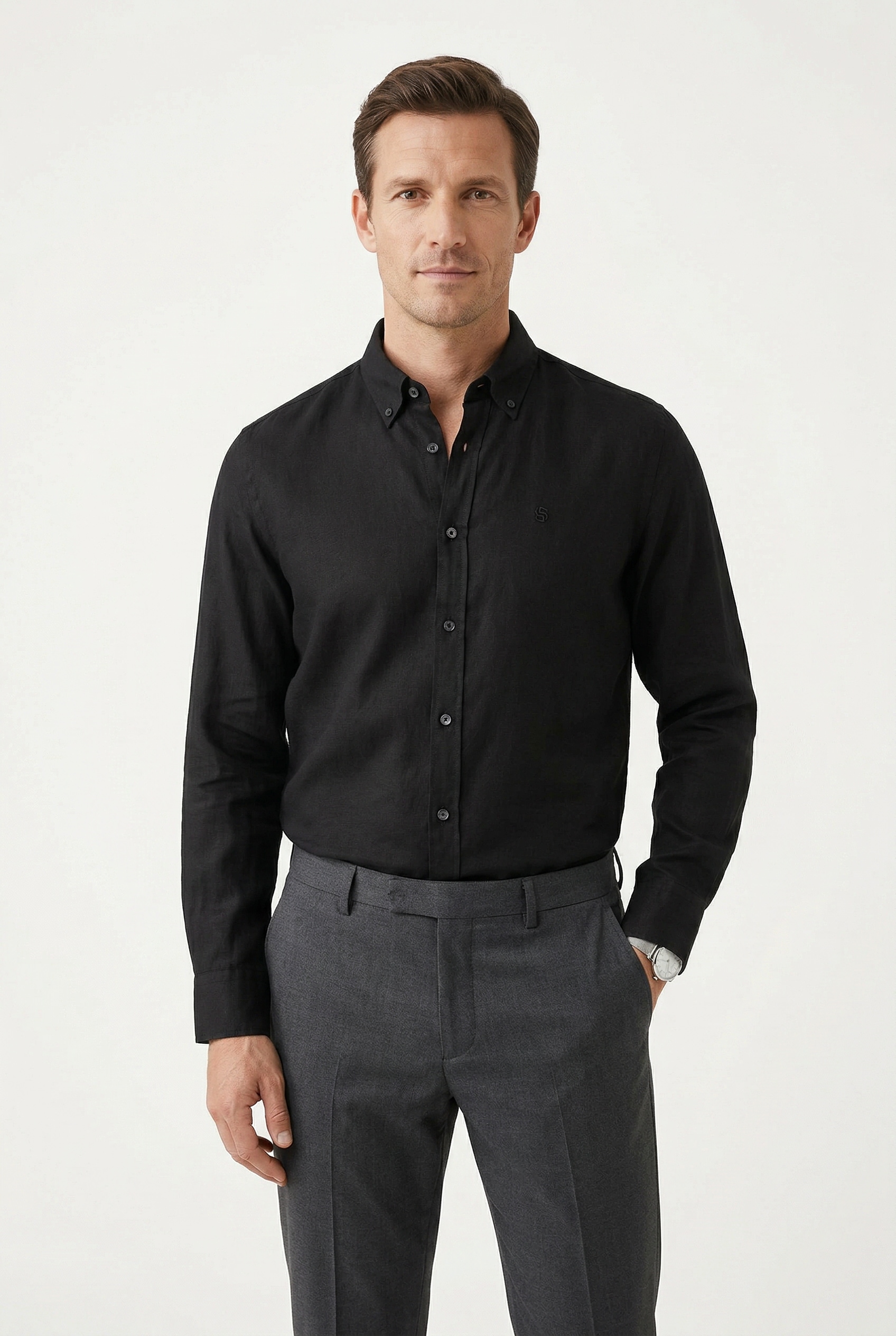 BOSS Leinenhemd »LIAM« 100% Leinen mit Button-Down-Kragen, regular fit