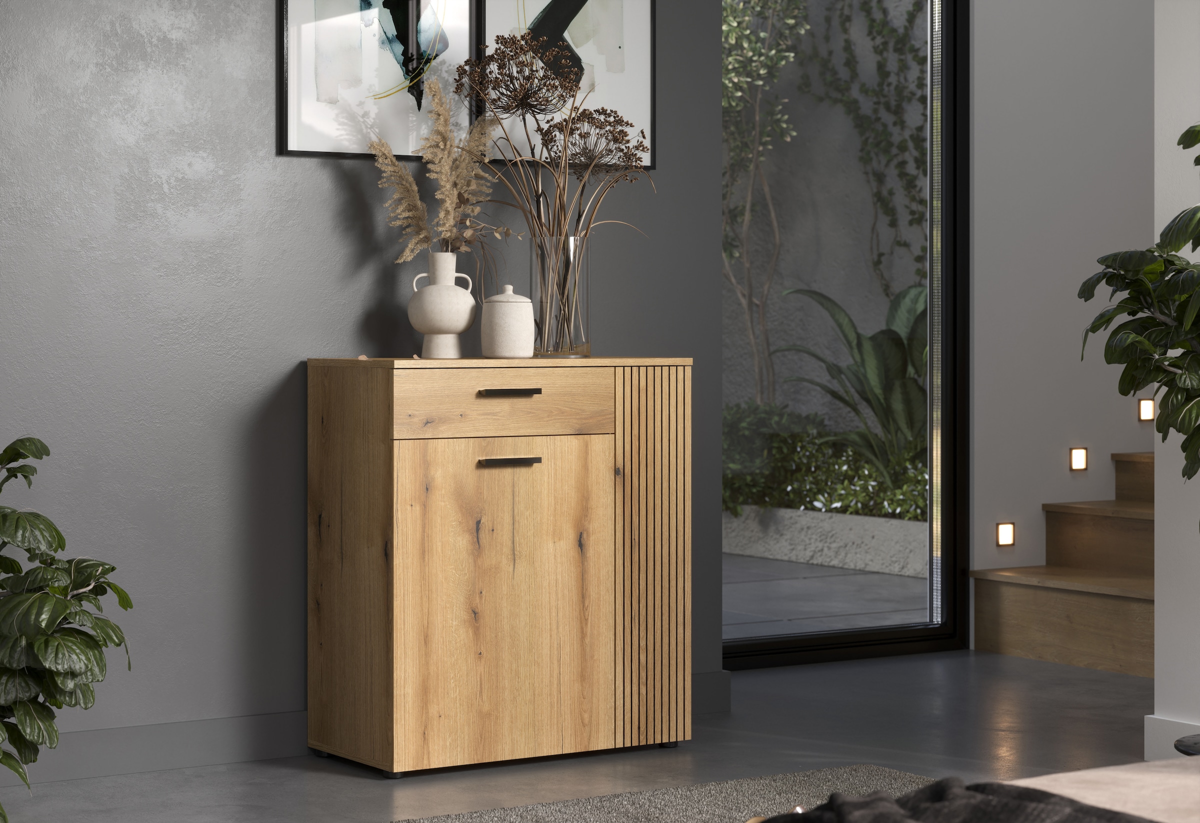 Home affaire Kommode »Amrum« 1 Stk. tlg. Schuhschrank 2 Türen & 1 Vollauszug Schublade - (B/T/H) 80/36/89 cm