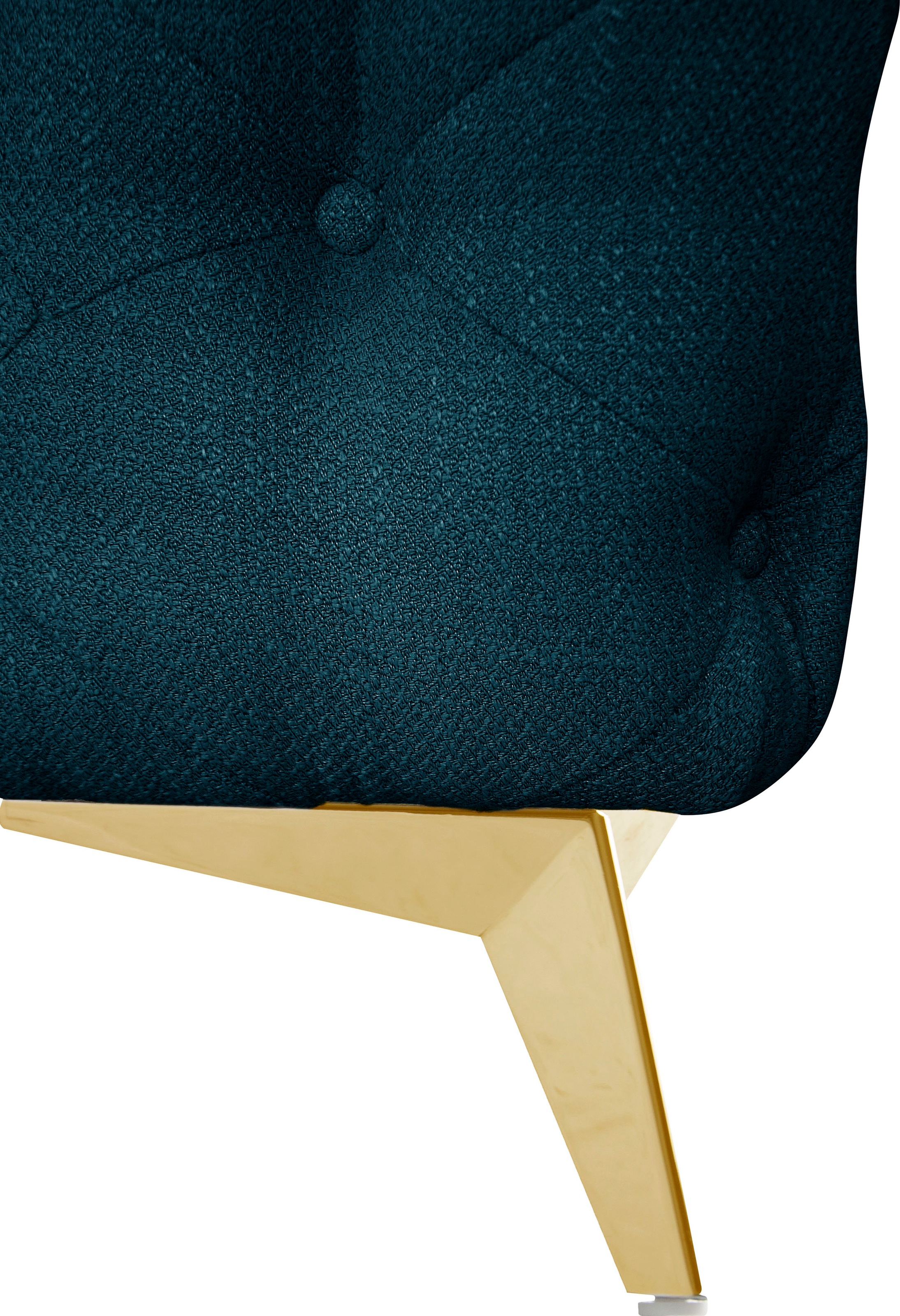 Leonique Chesterfield-Sofa »Ecksofa GLYNIS L-Form mit Wellenunterfederung, Maße B/T/H 323/264/75cm«, aufwändige Knopfheftung, moderne Chesterfield Optik, Fußfarbe wählbar