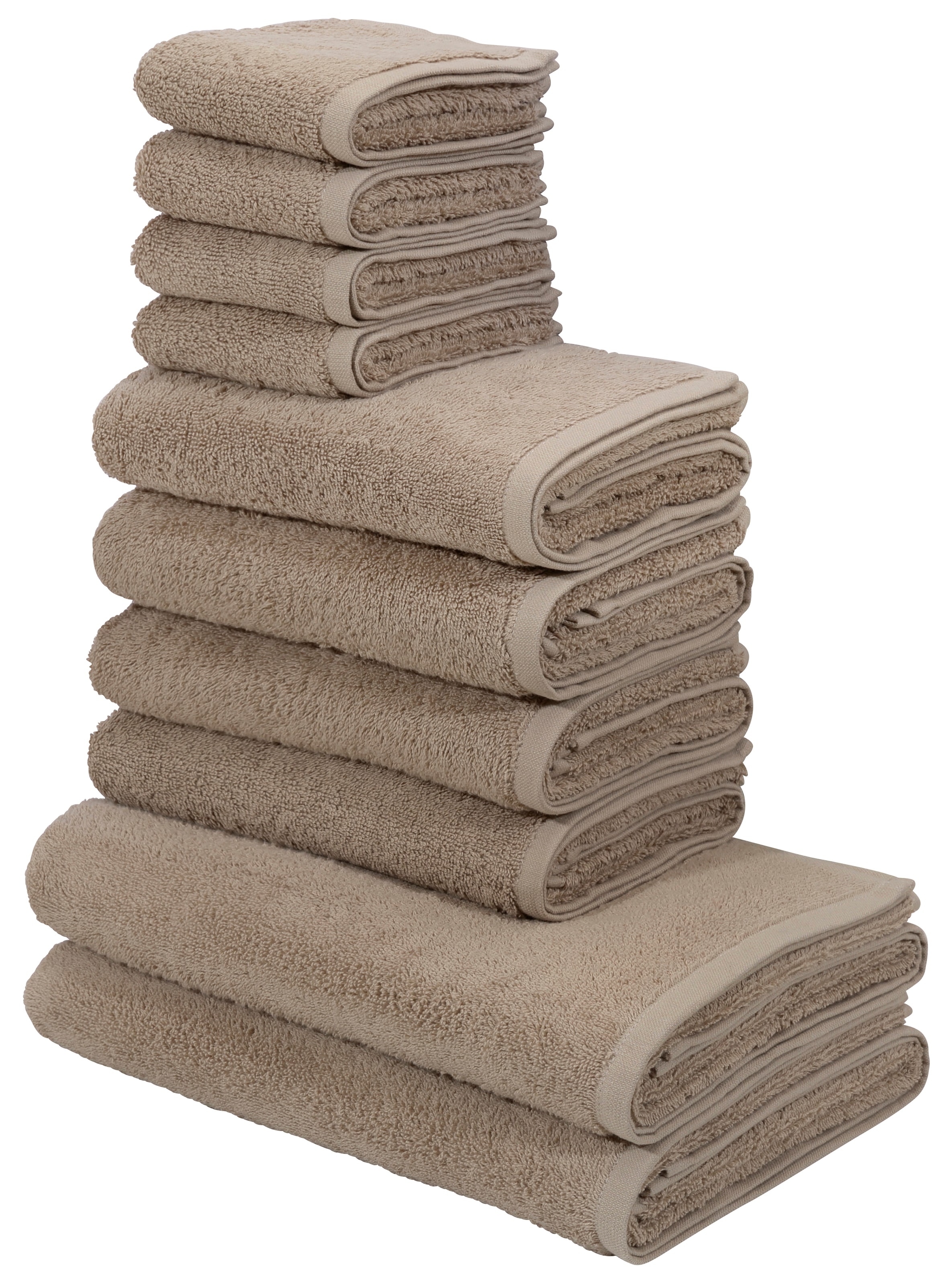 my home Handtuch Set »Merida, Duschtücher, Handtücher, Gästetücher«, 10 tlg., Frottier, 100% Baumwolle, einfarbig, kuschelig weich