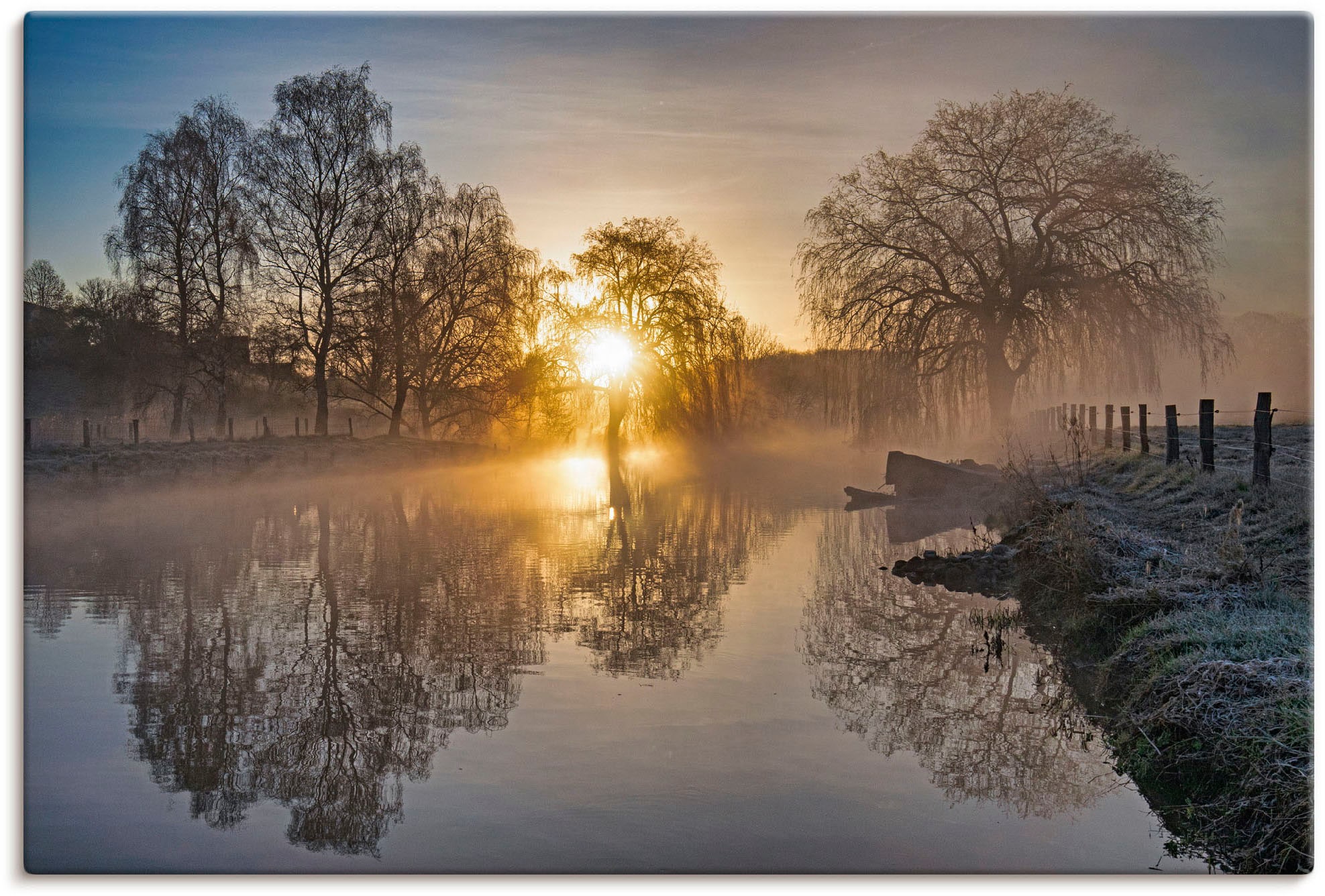 Artland Wandbild »Mystischer Morgen an der Trave«, Bilder vom Sonnenuntergang & -aufgang (1 Stück), in vielen Größen & Produktarten - Alubild/Outdoorbild, Leinwandbild, Poster, Wandaufkleber/Wandtattoo auch für Badezimmer geeignet