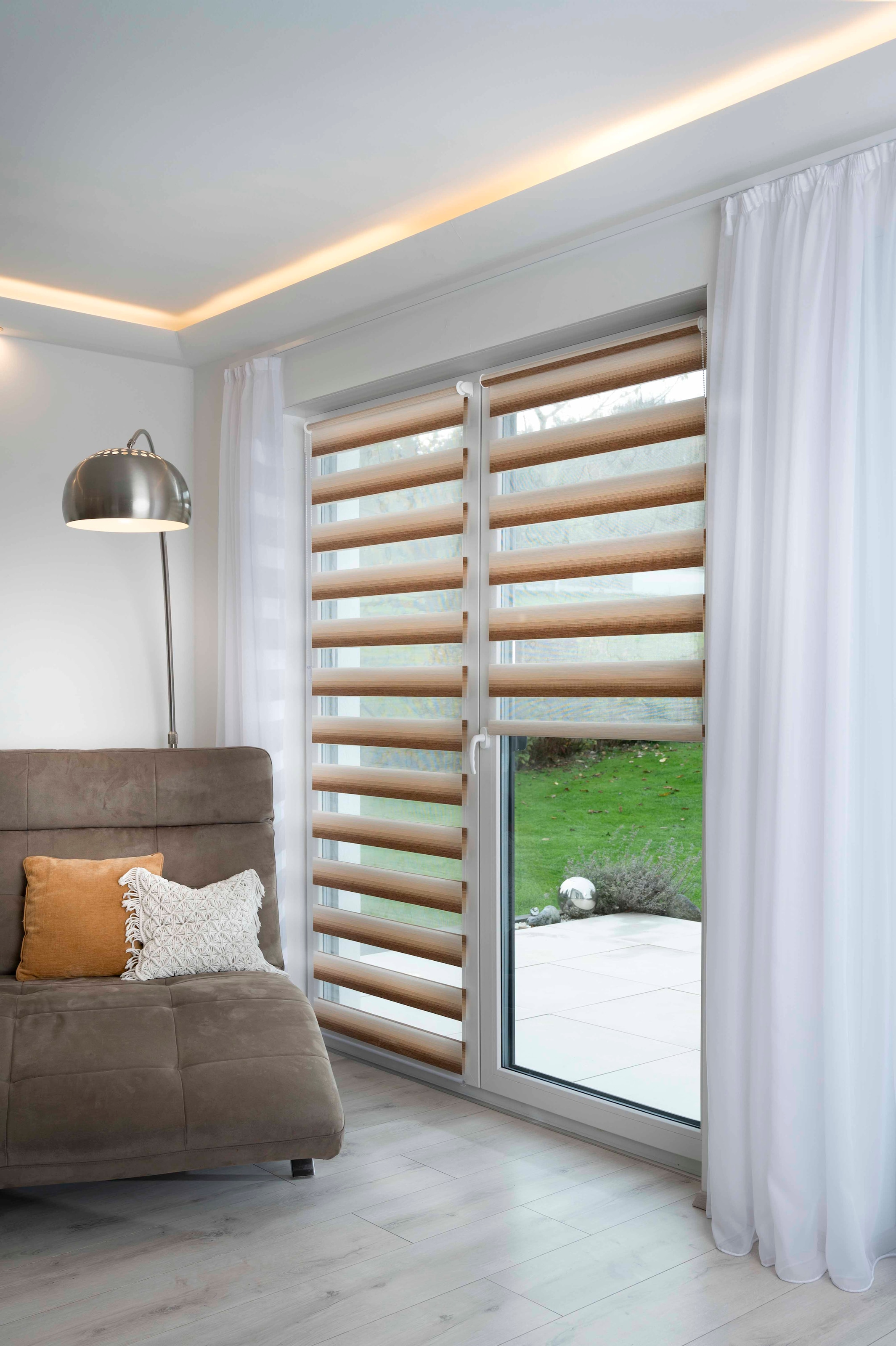 K-HOME Doppelrollo »mit schönen Farbverlauf« Lichtschutz ohne Bohren freihängend