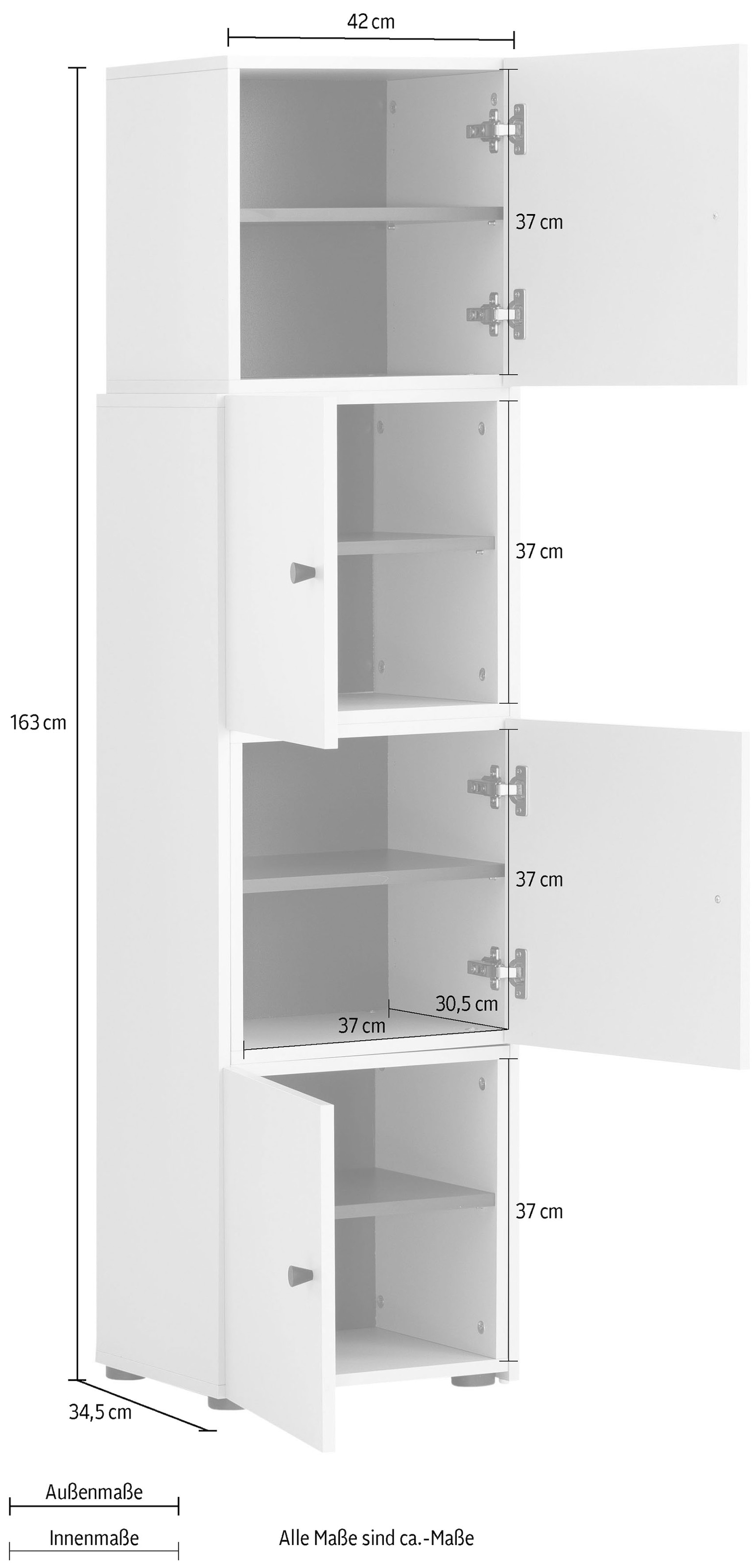 Schildmeyer Schieberegal »Lovund, Breite variabel von 42 bis 70 cm«, 4 Türen mit Softclose-Funktion