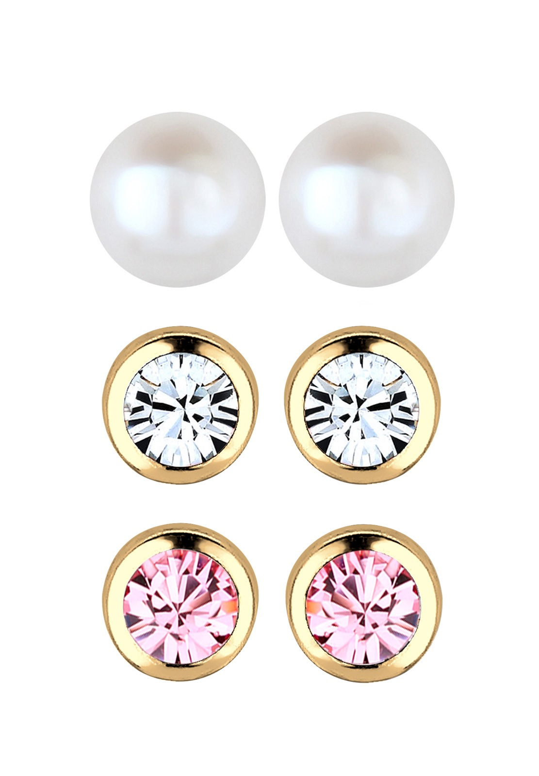 Elli Ohrstecker-Set »Ohrringe Kugel Perle Set Kristalle 925 Silber«