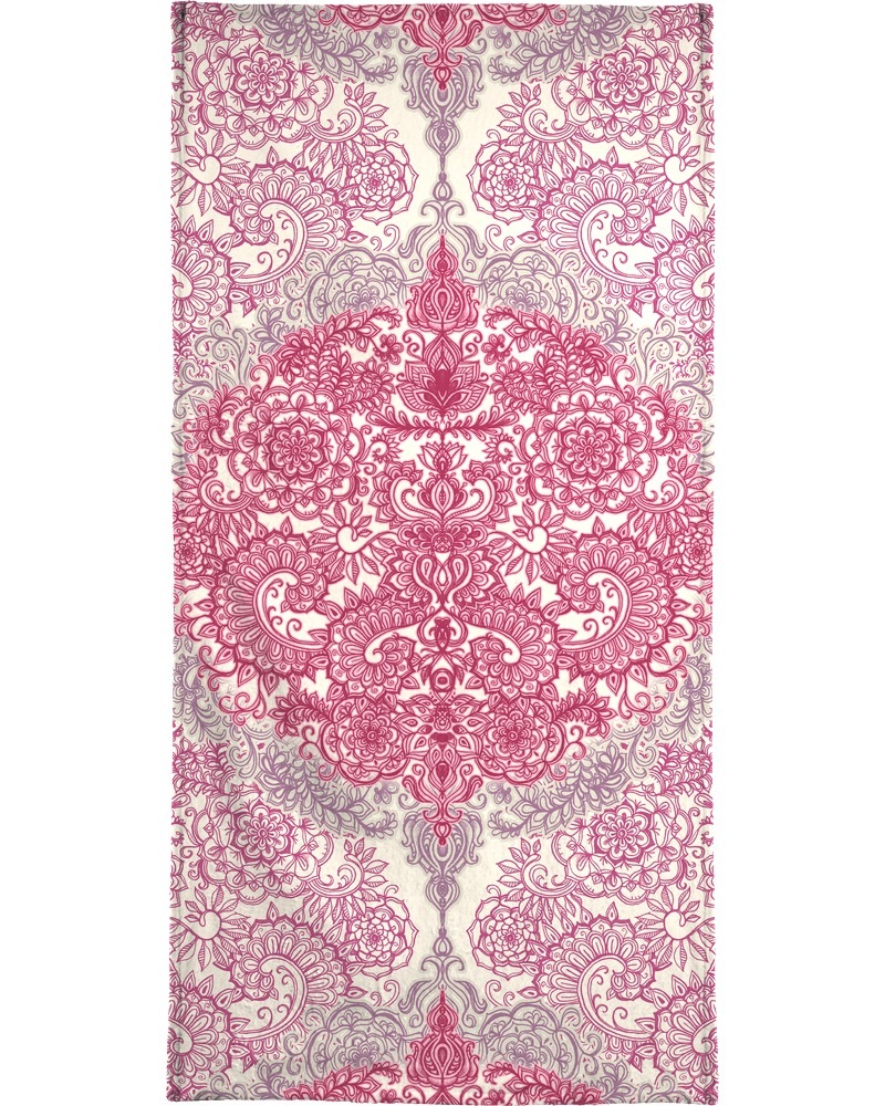 Juniqe Handtuch »Happy Place Doodle in Pink«, (1 St.), Weiche Frottee-Veloursqualität