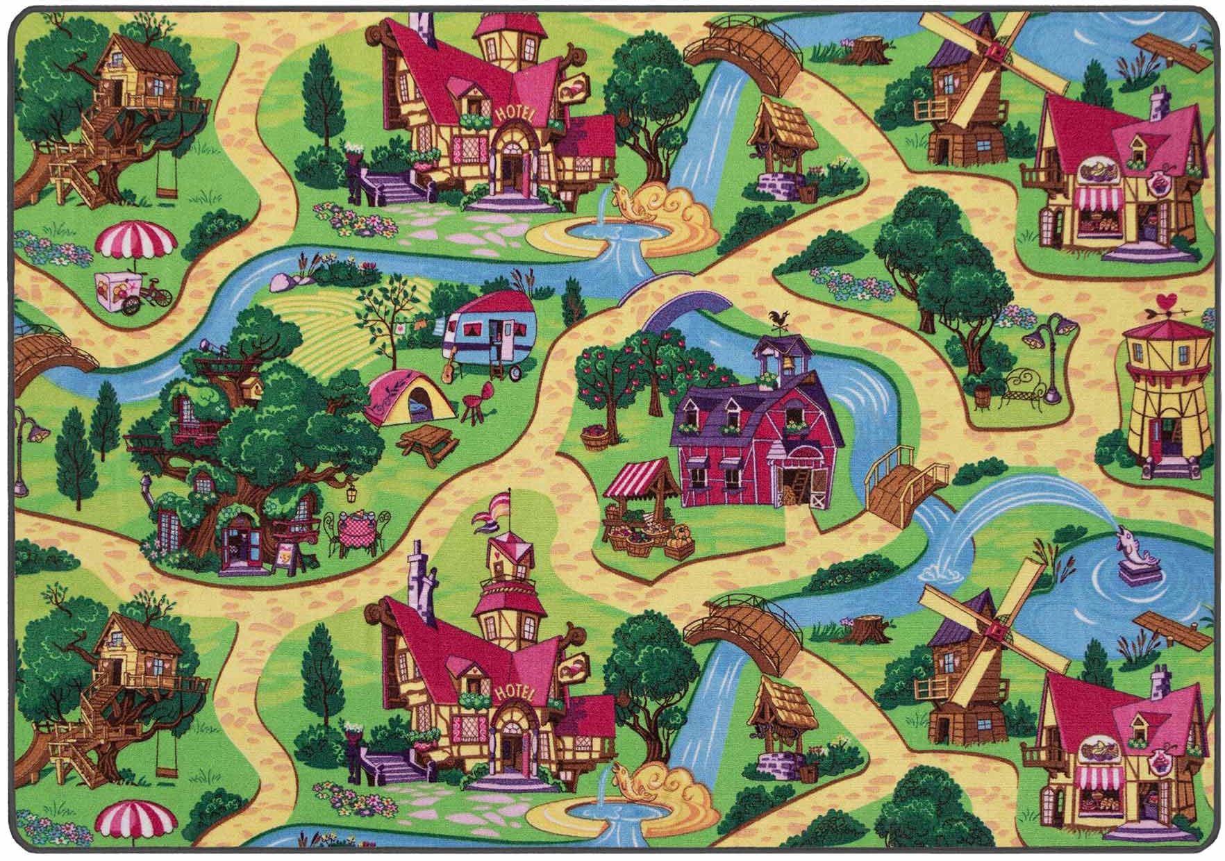 Primaflor-Ideen in Textil Kinderteppich »Spielteppich CANDY TOWN« rechteckig 6,5 mm Höhe Kurzflor, Straßen-Spiel-Teppich, Kinderzimmer