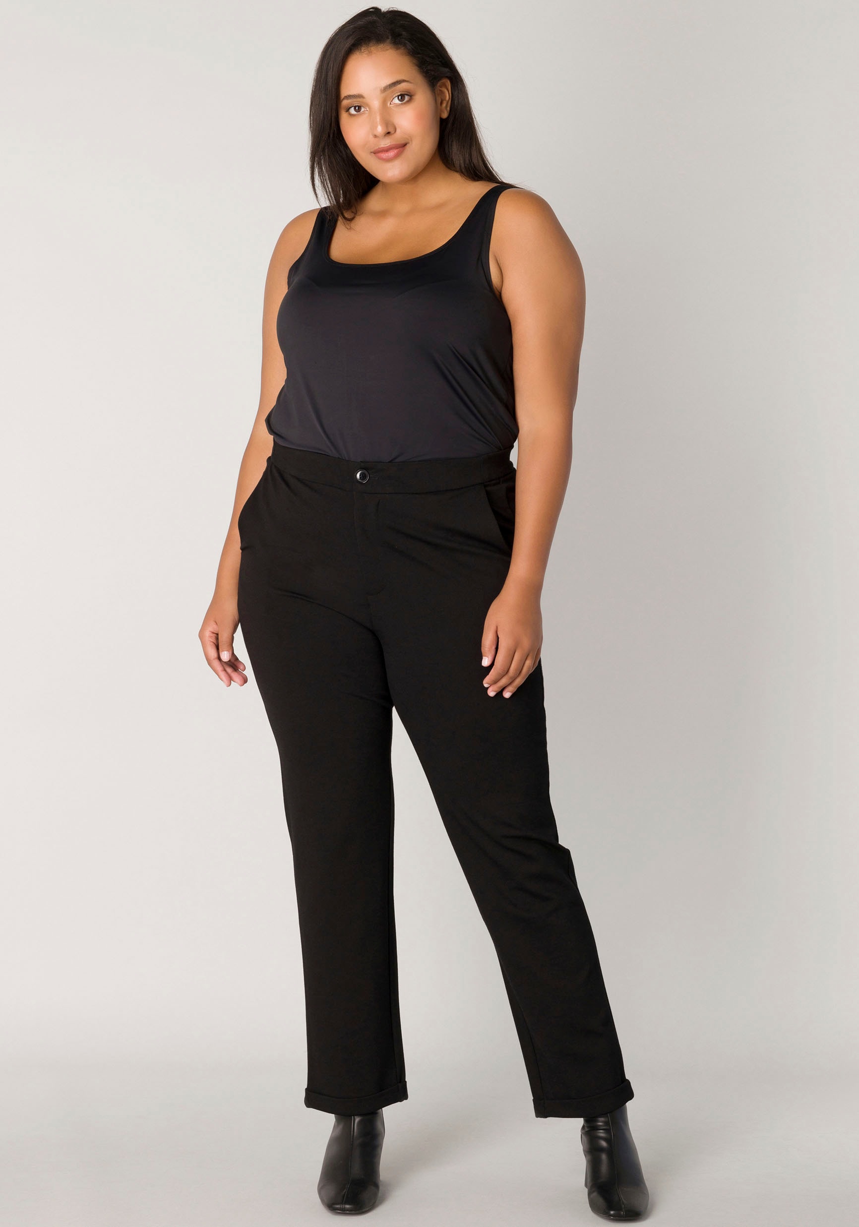 Base Level Curvy Jerseyhose, mit Umschlagsaum