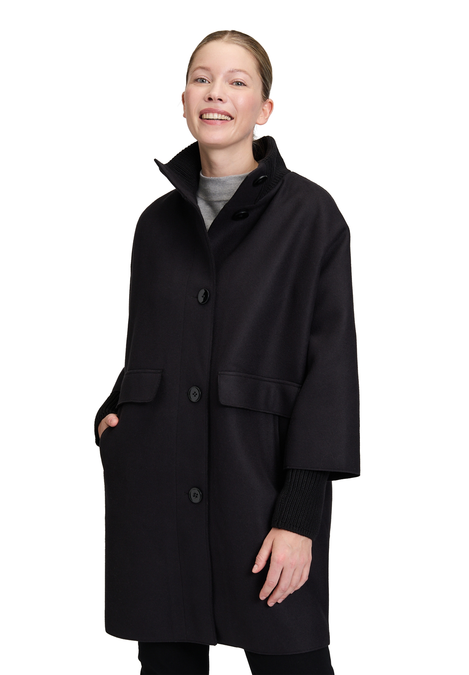 Betty Barclay Wolljacke »Wollmantel mit Strickdetails«