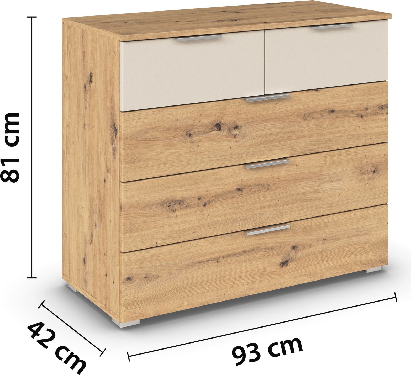 rauch Schubkastenkommode »Monza Sideboard Kommode Wäscheschrank«, mit 5 geräumigen Schubkästen in trendigen Farbkombinationen