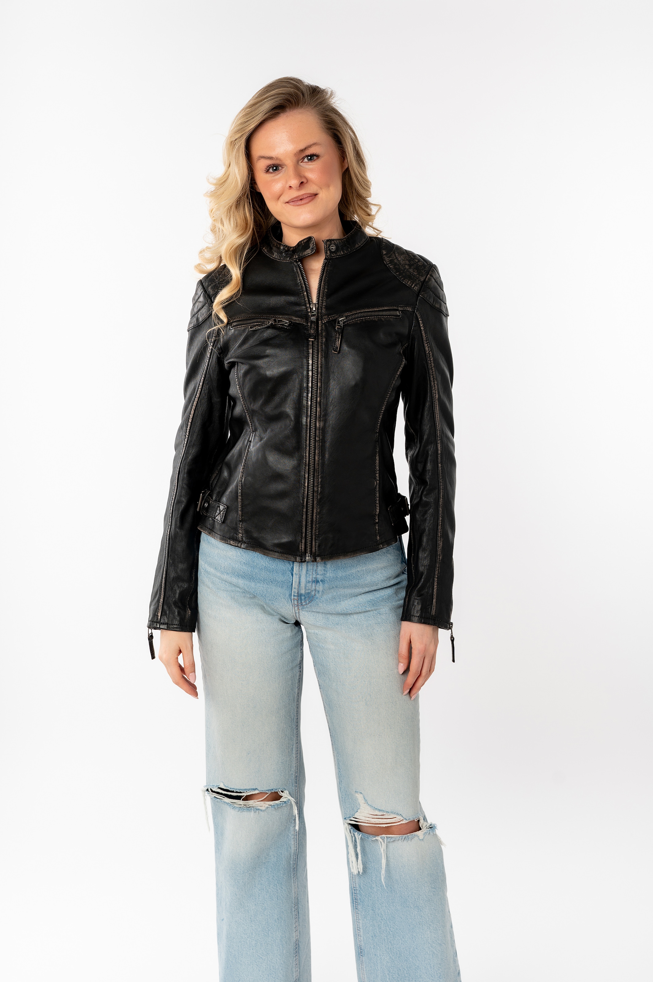 Mauritius Lederjacke »DETTE«, in Used-Optik