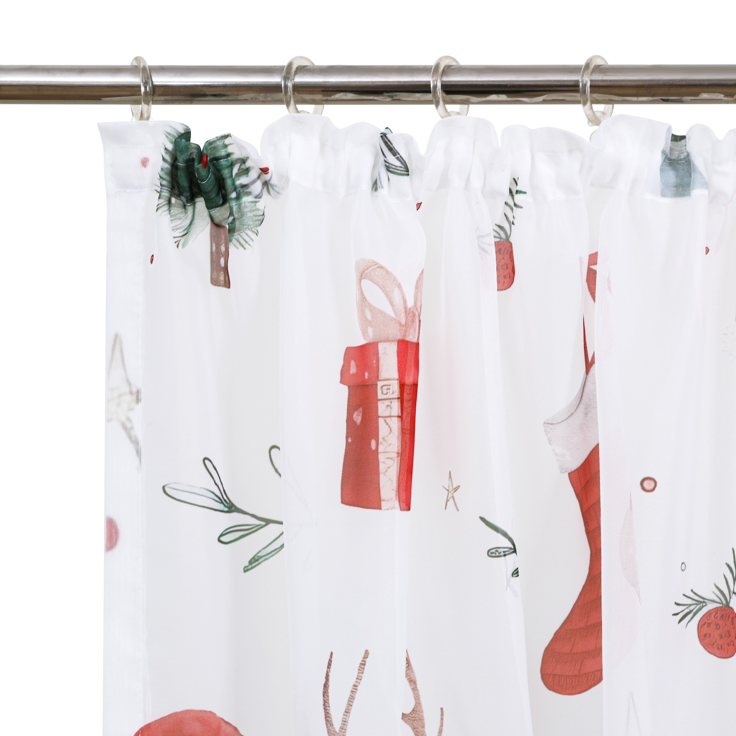 my home Gardine »Olwyn«, (1 St.), weihnachtlich, bedruckt, halbtransparent, weiche Haptik