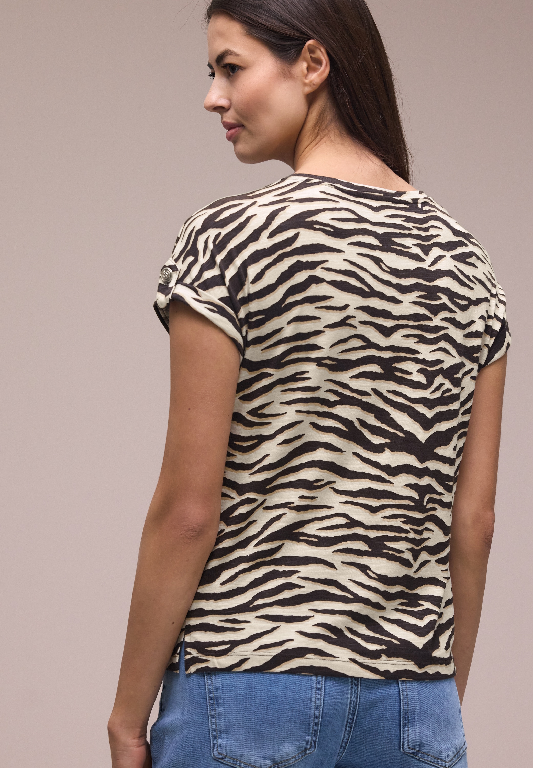 STREET ONE Shirttop Sommershirt im Leo-Look