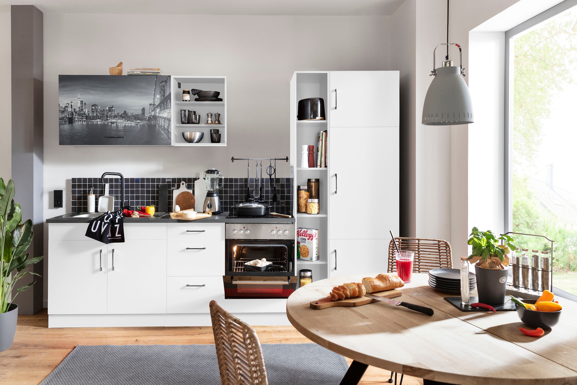 KOCHSTATION Küchenzeile »KS-Paris – Küchen mit einzigartigen Fotomotiven auf den Fronten« Breite 300 cm, wahlweise mit E-Geräten, mit Motivdruck