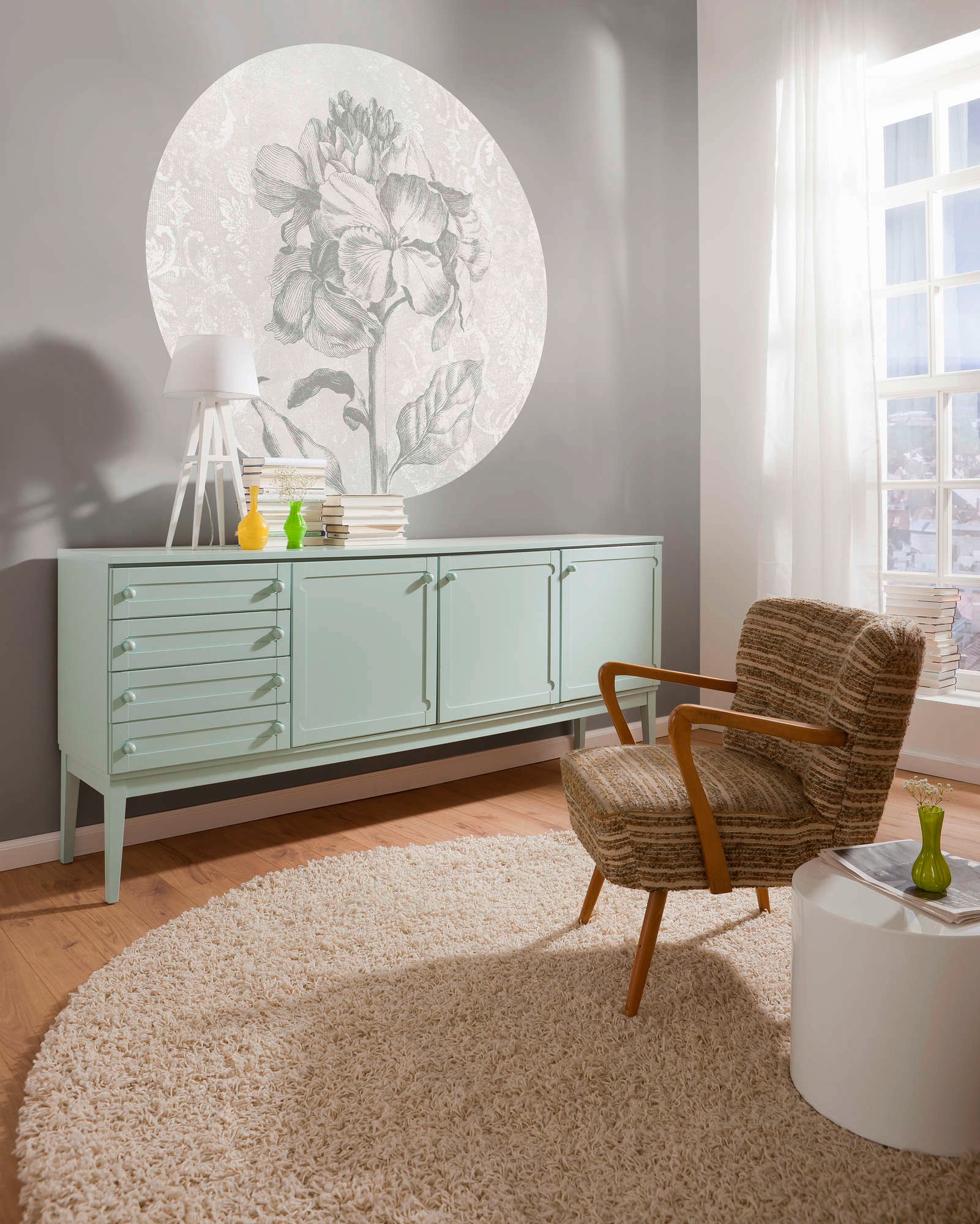 Komar Vliestapete »Vlies selbstklebend - Barock Beauty - Größe 125 x 125 cm«, bedruckt, Wohnzimmer, Schlafzimmer