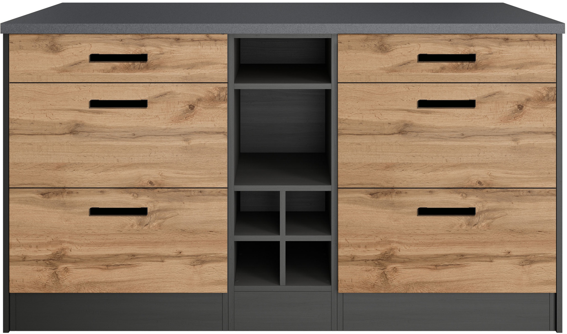KOCHSTATION Kücheninsel »KS-Toronto«, Breite 153 cm, MDF-Fronten, Flaschenregal