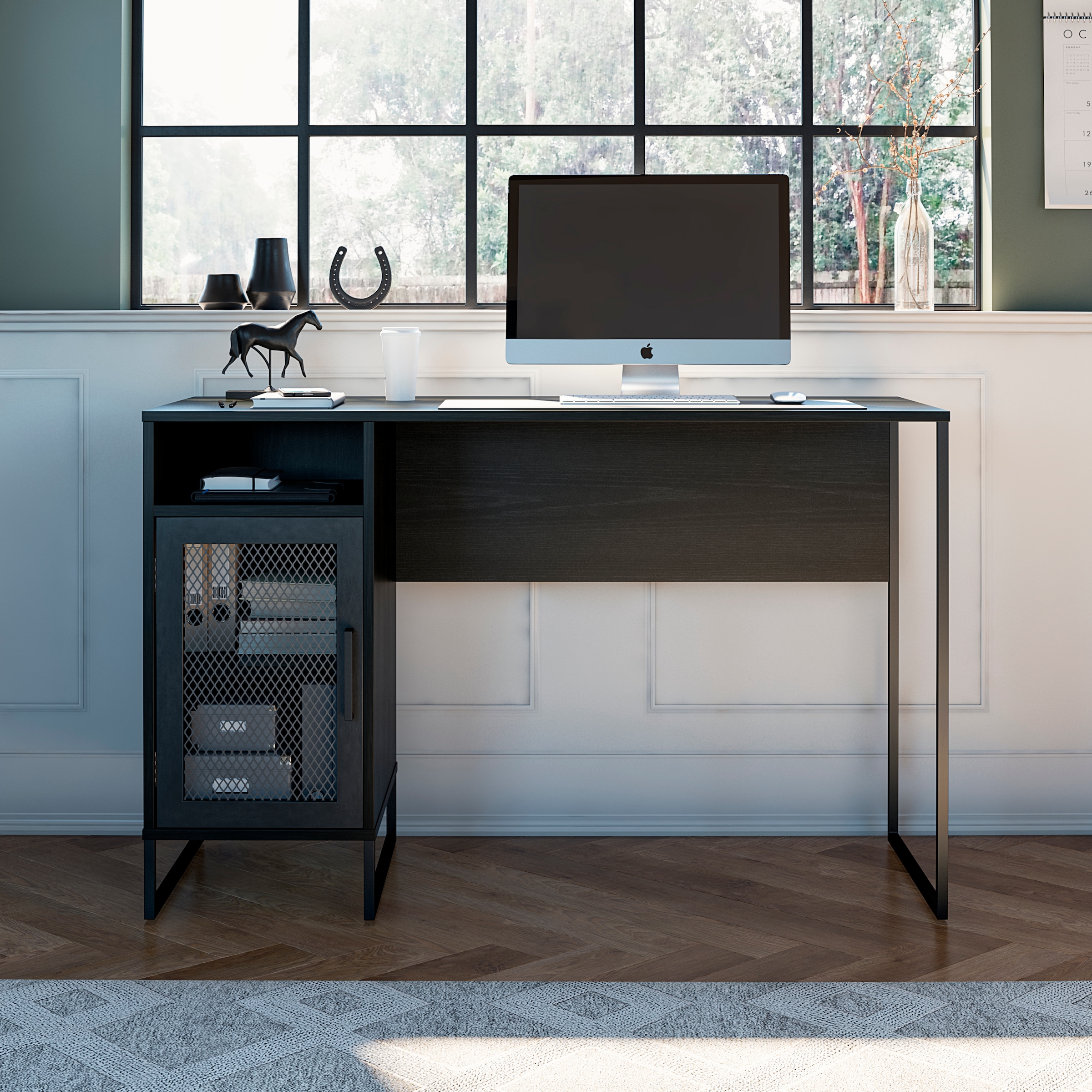 Dorel Home Schreibtisch »Purdue«, (1 St.), Tür mit Magnetverschluß, Gestell aus Metall, Höhe 76,5 cm