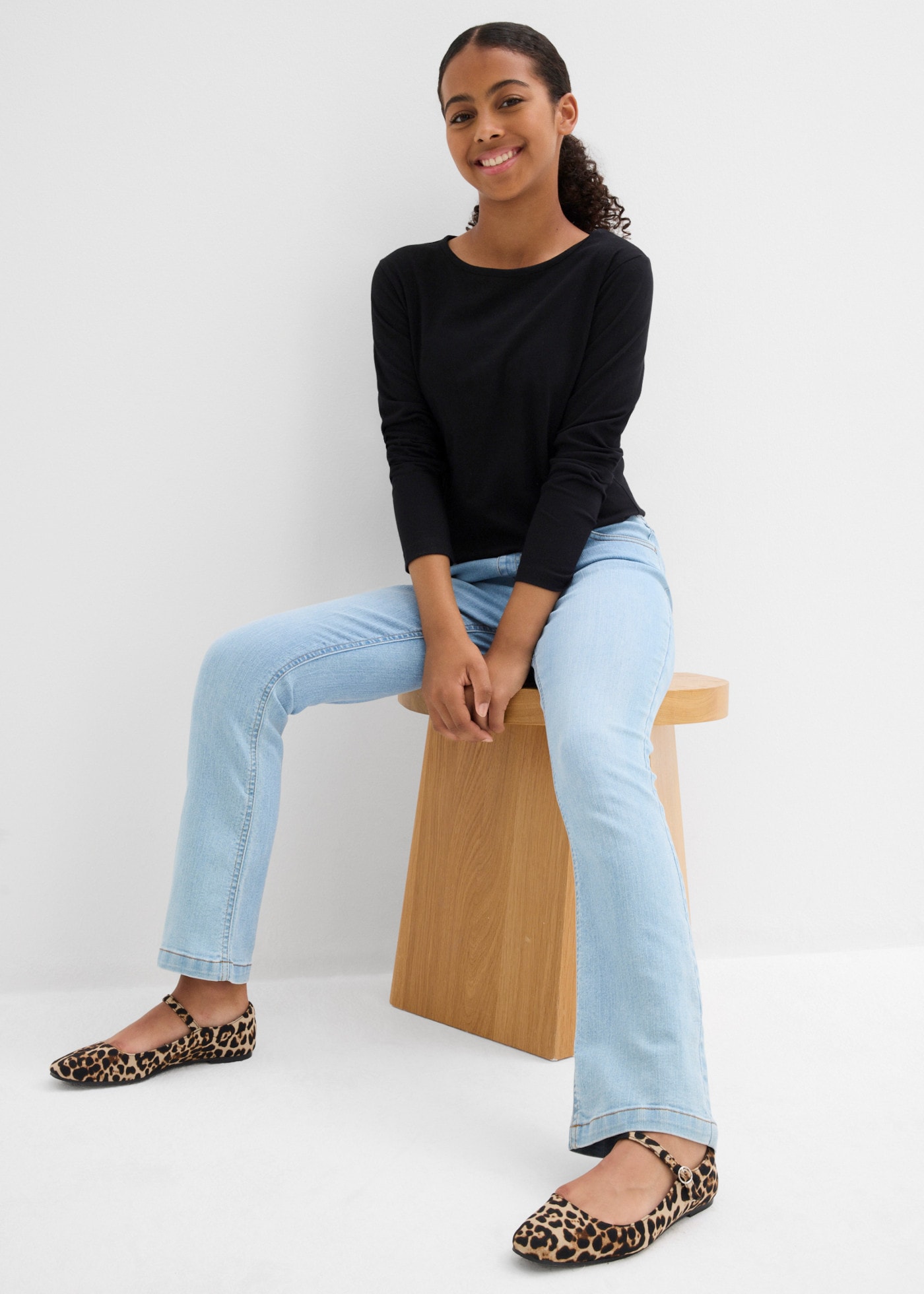 bonprix Schlupfjeans Packung,  für Mädchen, im praktischen 2er Pack, mit Schlupfform, Slim Fit
