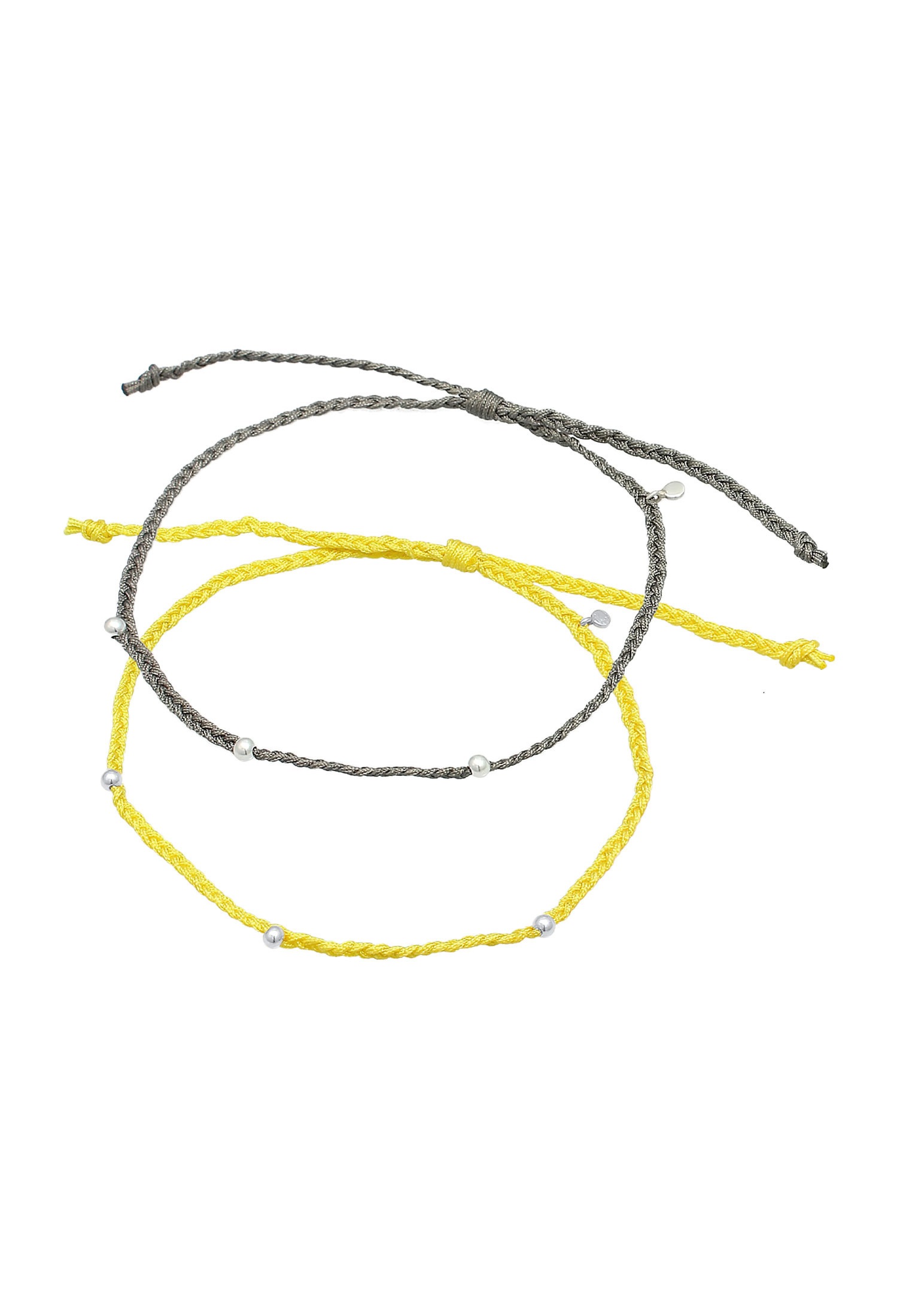 Elli Fußketten Set »Fußschmuck Nylon Bändchen Beads Set (2 tlg.) 925 Silber«