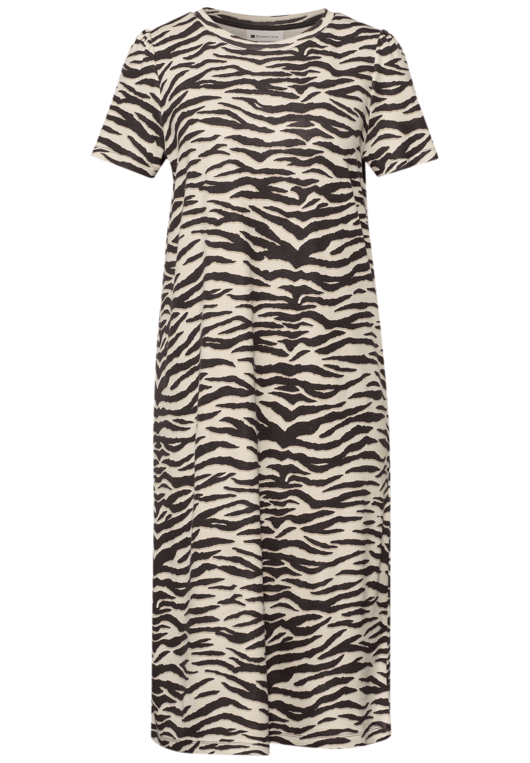 STREET ONE Shirtkleid Ohne Taschen Knielanges Sommerkleid mit Animal-Print