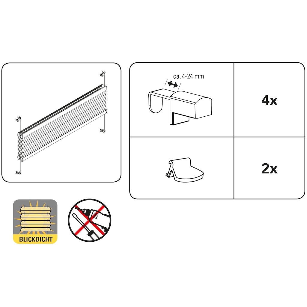 GARDINIA Plissee »Easyfix Plissee Cara«, Lichtschutz, ohne Bohren, verspannt