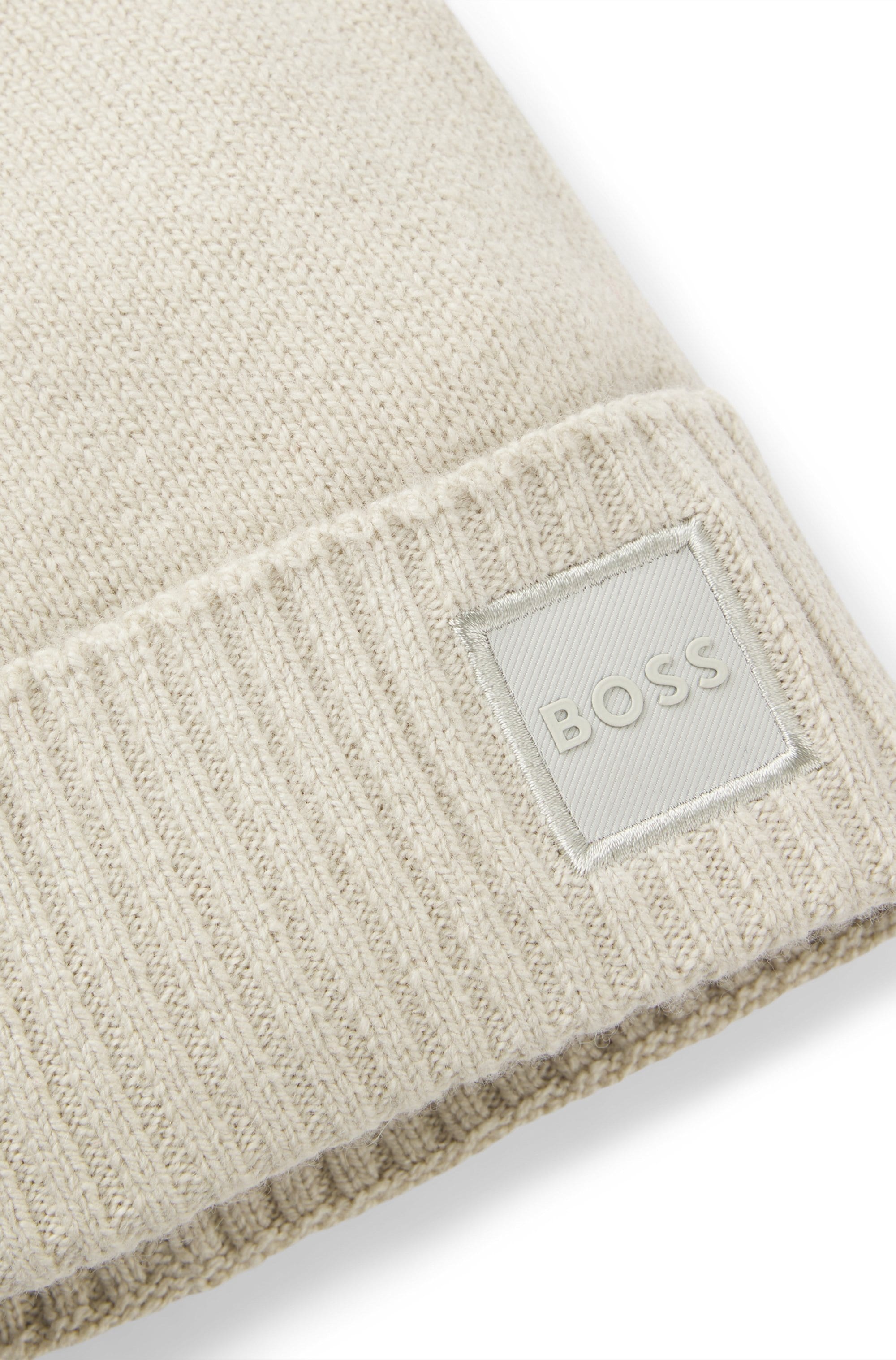 BOSS ORANGE Beanie »Akaio_R_Hat« Ton in Ton Logo-Badge, unisex