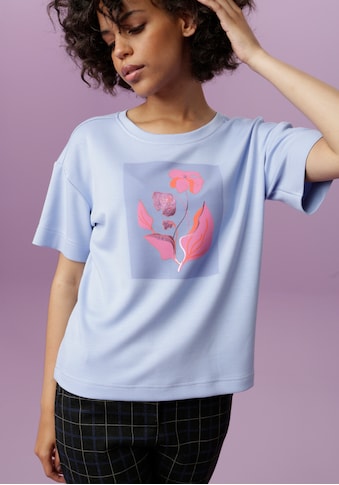 Aniston CASUAL T-Shirt, floraler Druck, teilweise mit glitzerndem Folienprint - NEUE... kaufen