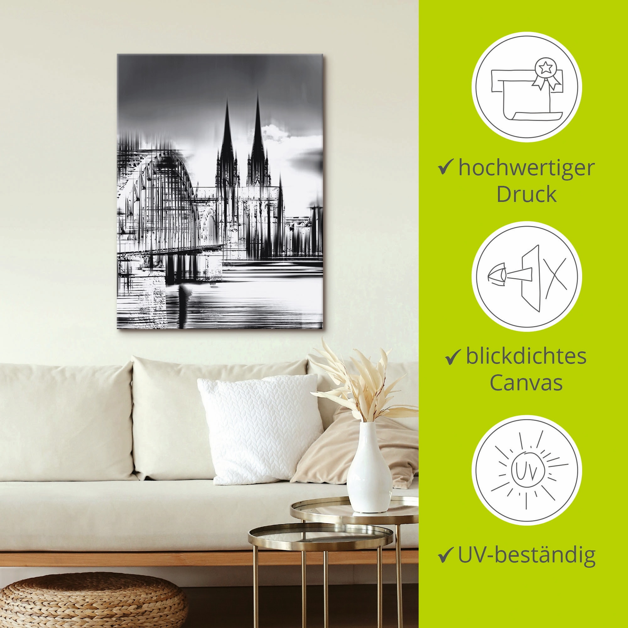 Artland Leinwandbild »Köln Skyline Collage III« Deutschland 1 Stk. tlg. auf Holzrahmen gespannt