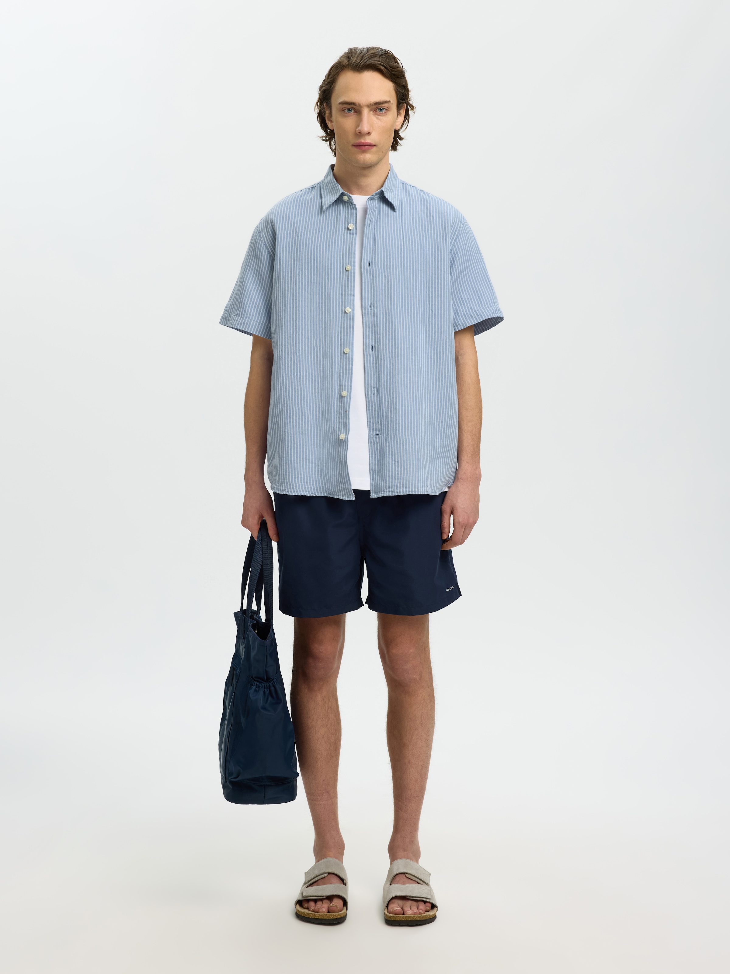 SELECTED Langarmhemd »SLHREGCLAY LINENBLEND SS SHIRT CLA NOOS«