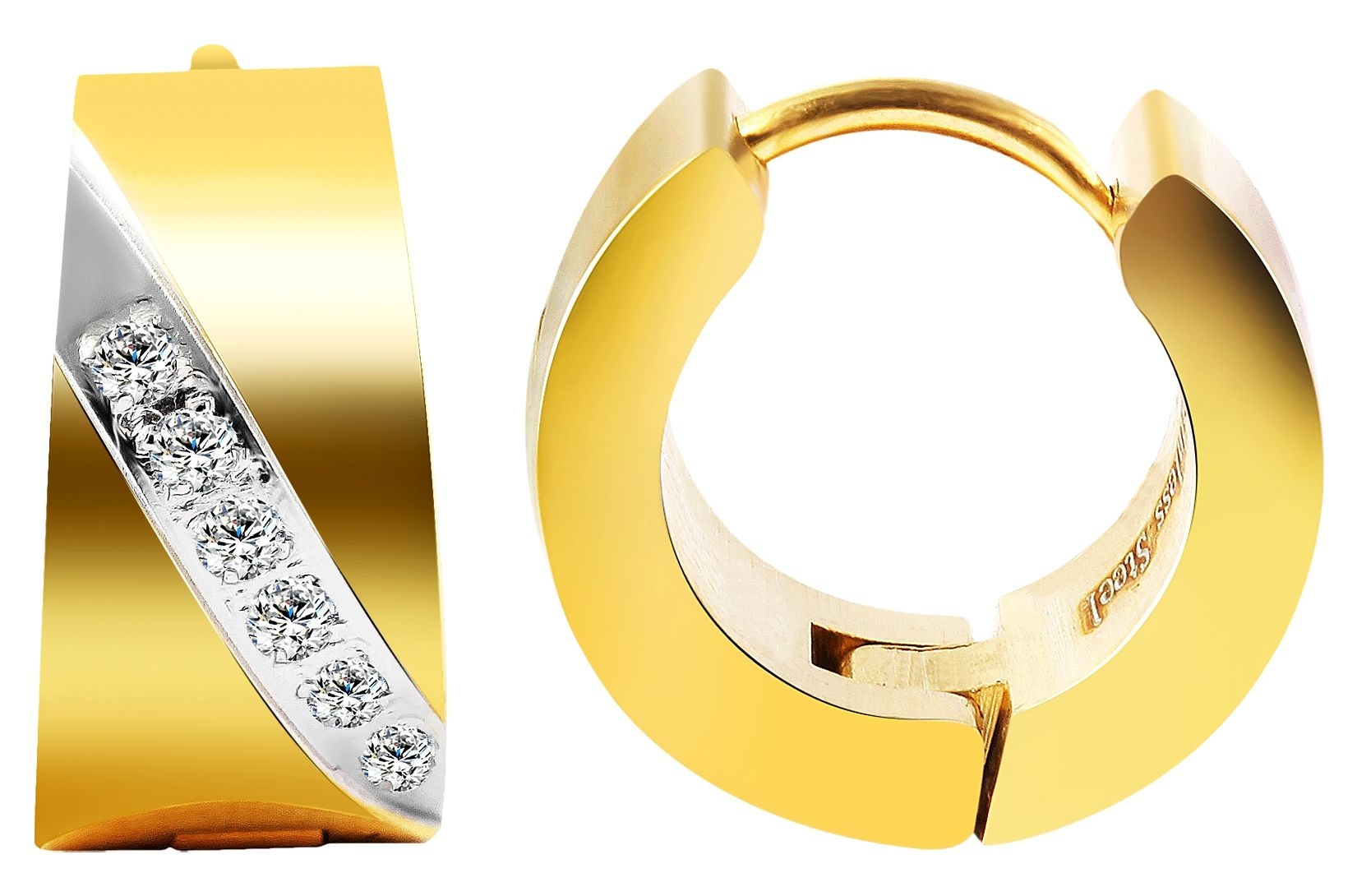 Adelia´s Paar Creolen »Damen Ohrringe ¿ Klappcreole aus Edelstahl mit Strass Steinchen«