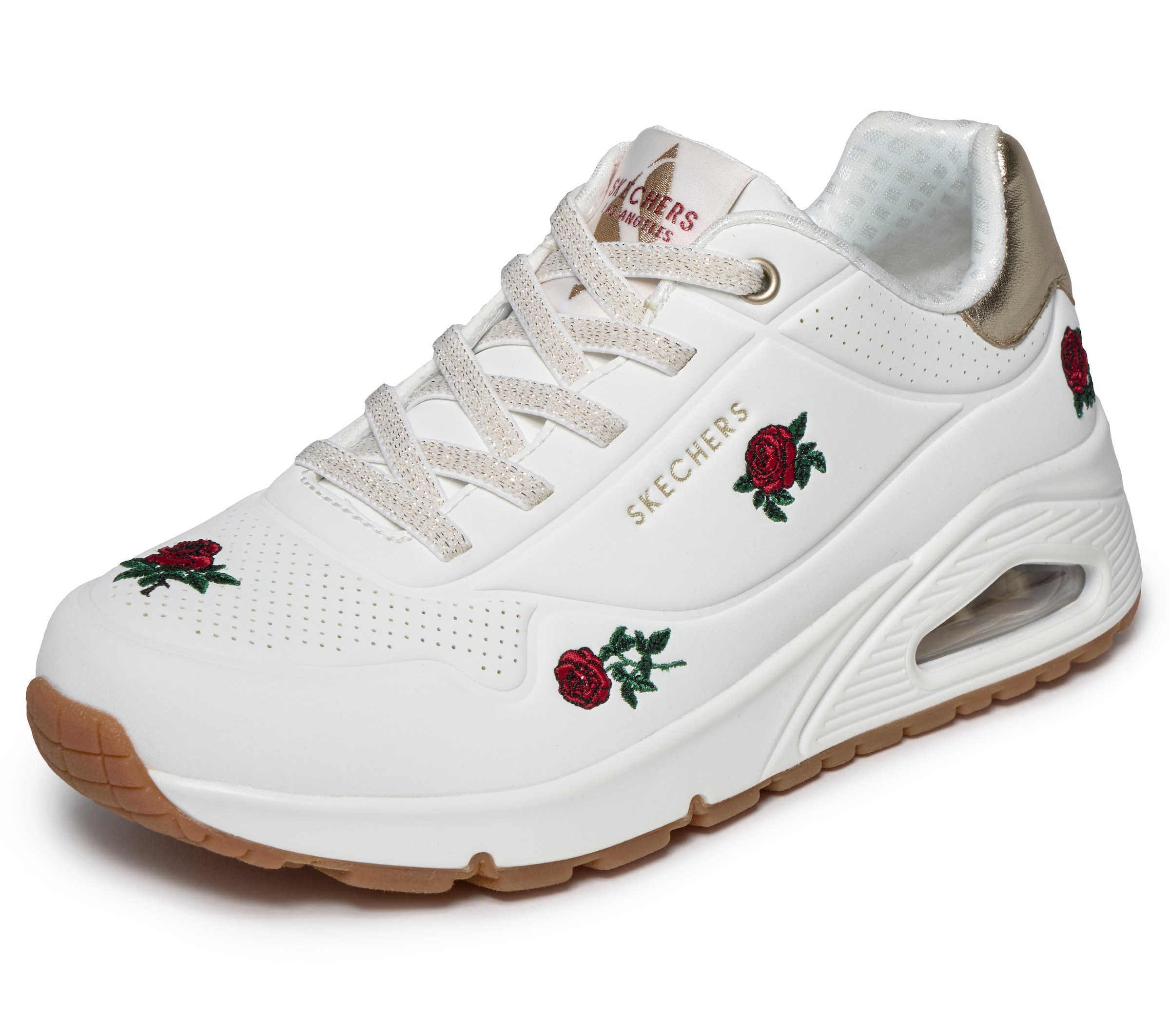 Skechers Sneaker »UNO-CHAMPAGNE & ROSES«  Freizeitsneaker, Halbschuh mit Rosen-Stickerei