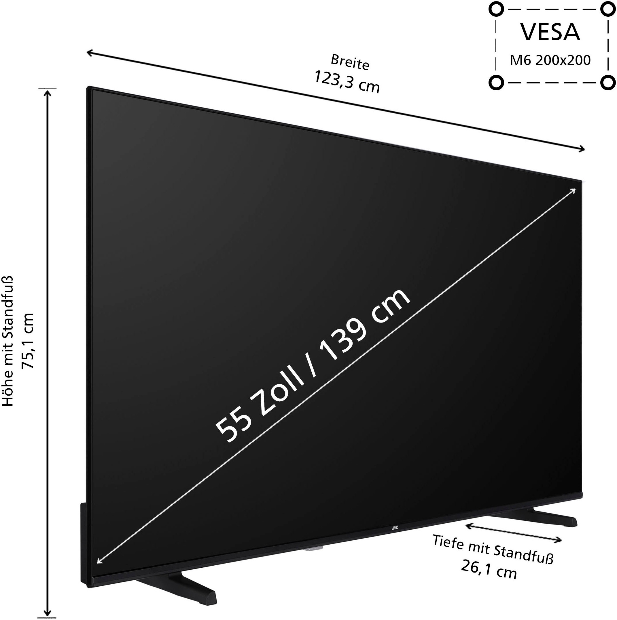 JVC LCD-LED Fernseher, 139 cm/55 Zoll, 4K Ultra HD, Smart-TV